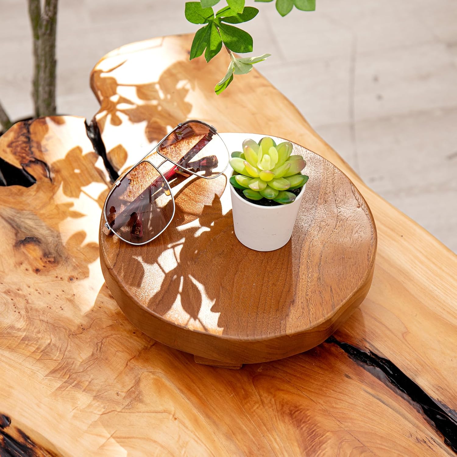Teak Handmade Display Riser for Bathroom Counter Decor