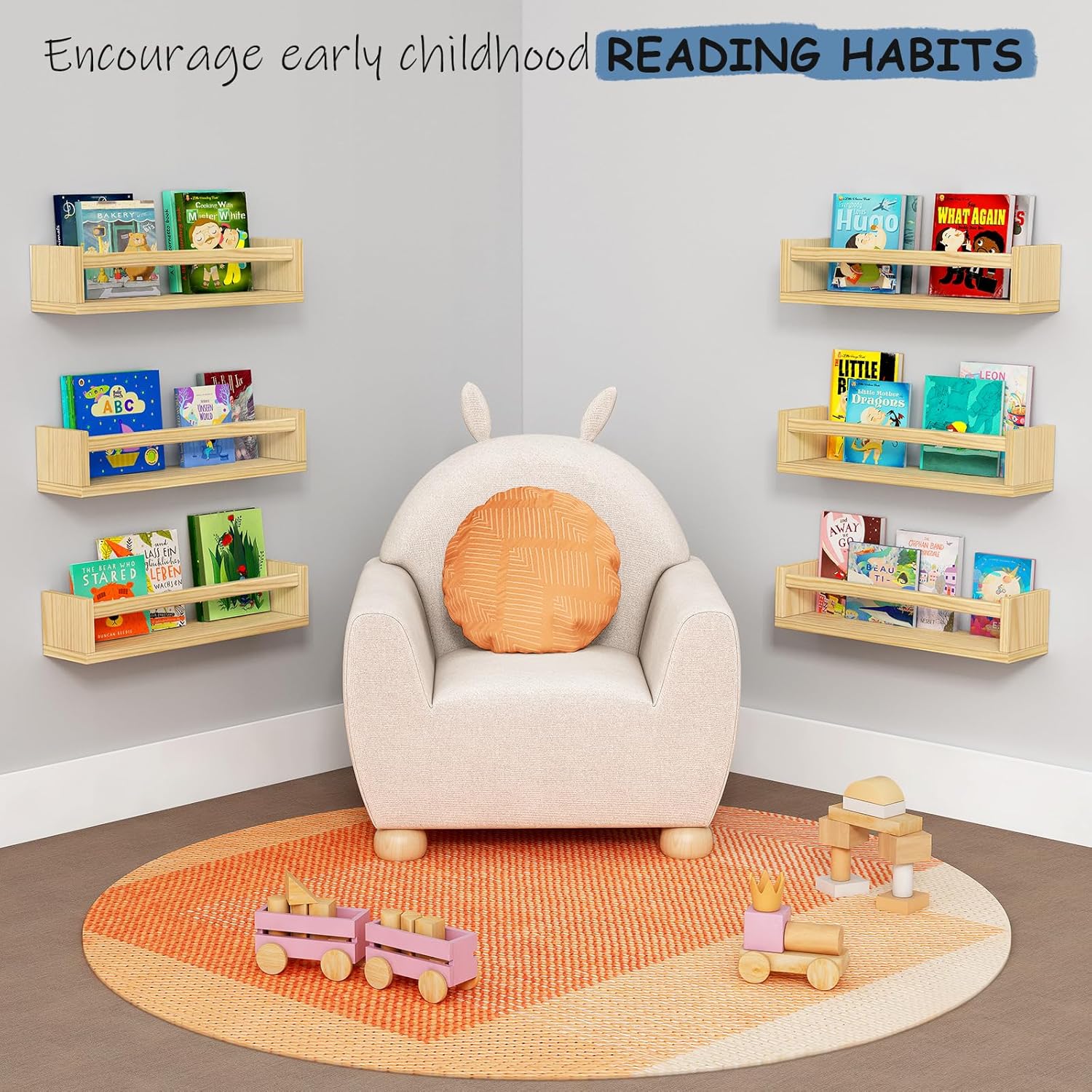 Harwaya Floating Book Shelves for Kids Room Wall