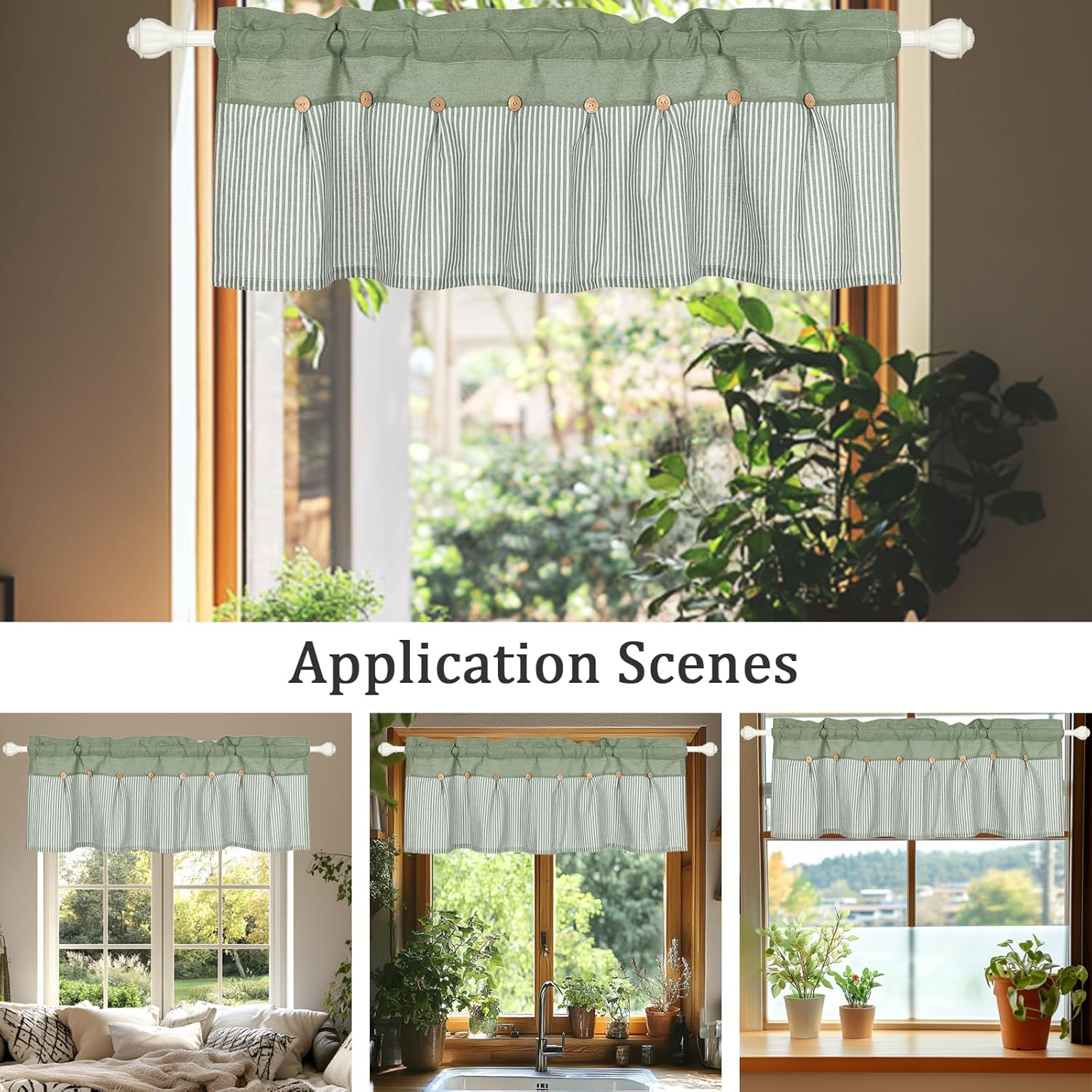 FUANGUI Valance Curtain 42x18 Linen Farmhouse Design