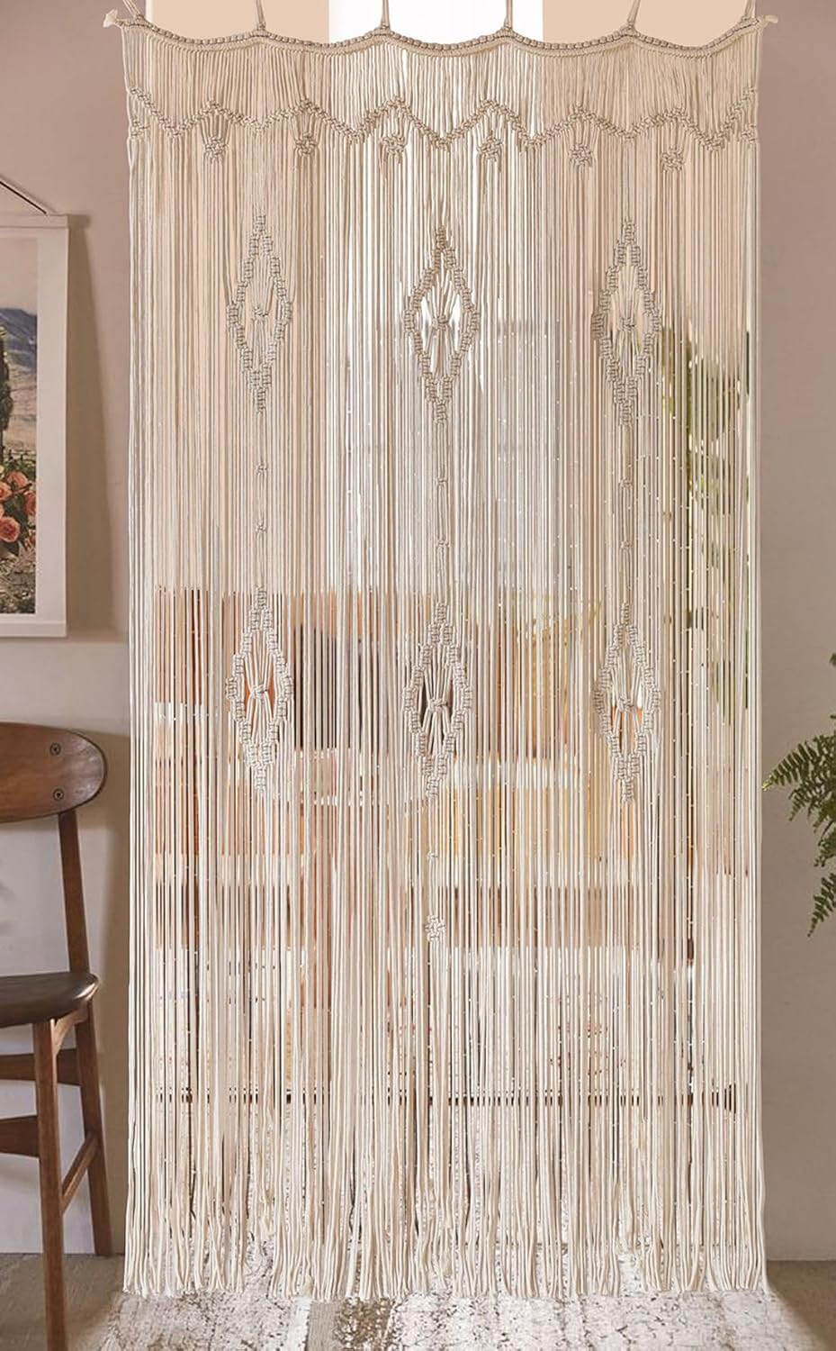 Iower Macrame Curtain Cotton Window Panel Boho Decor