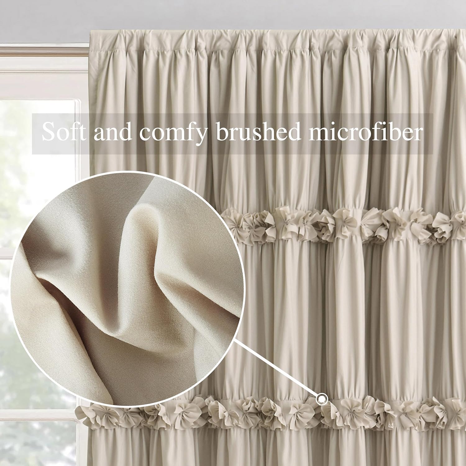 Thermal Insulated Blackout Curtains 42x63 Pair Boho Ruched