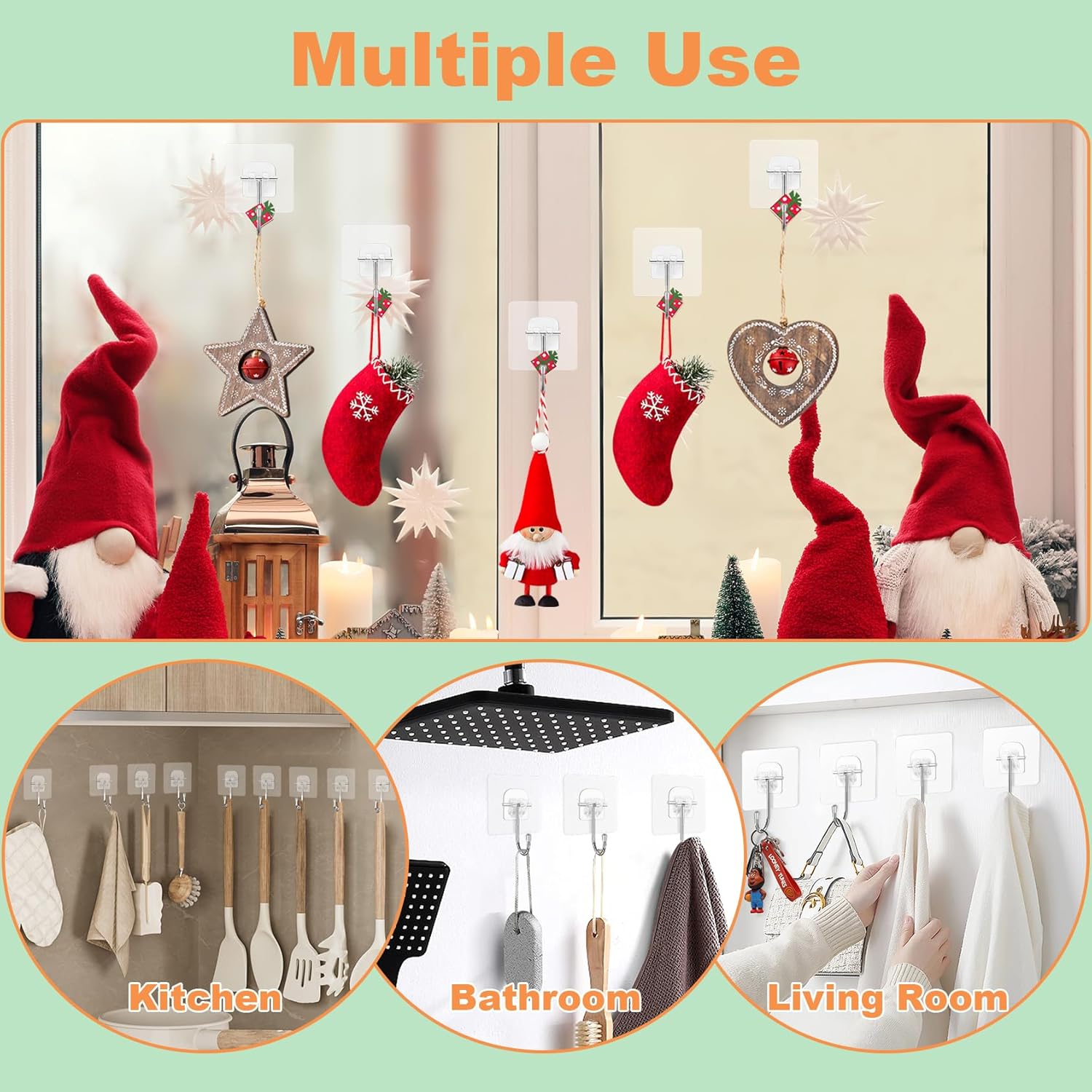 10 Pack Clear Wreath Hangers for Front Door