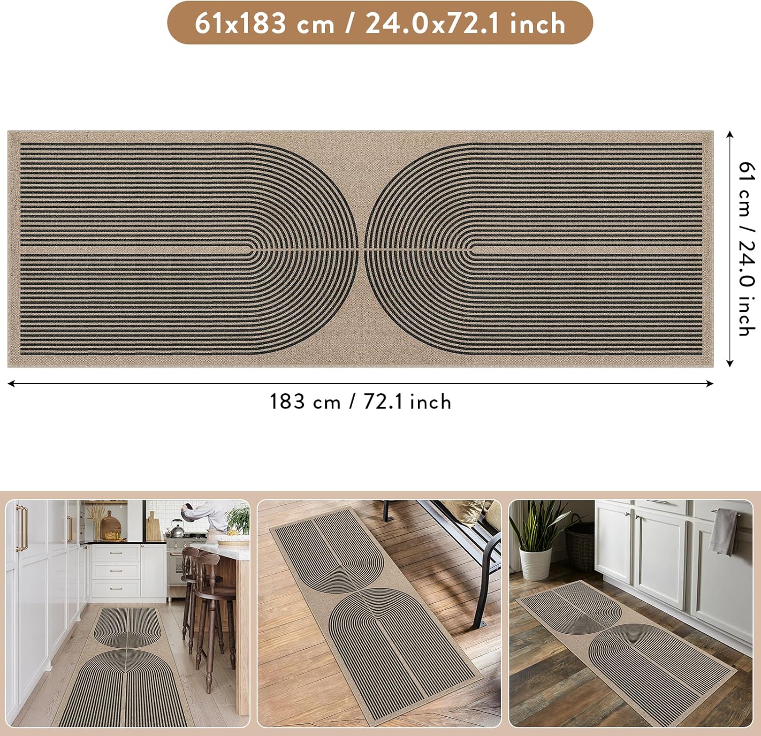 Lahome Modern Rainbow Jute Outdoor Runner Rug 2x6
