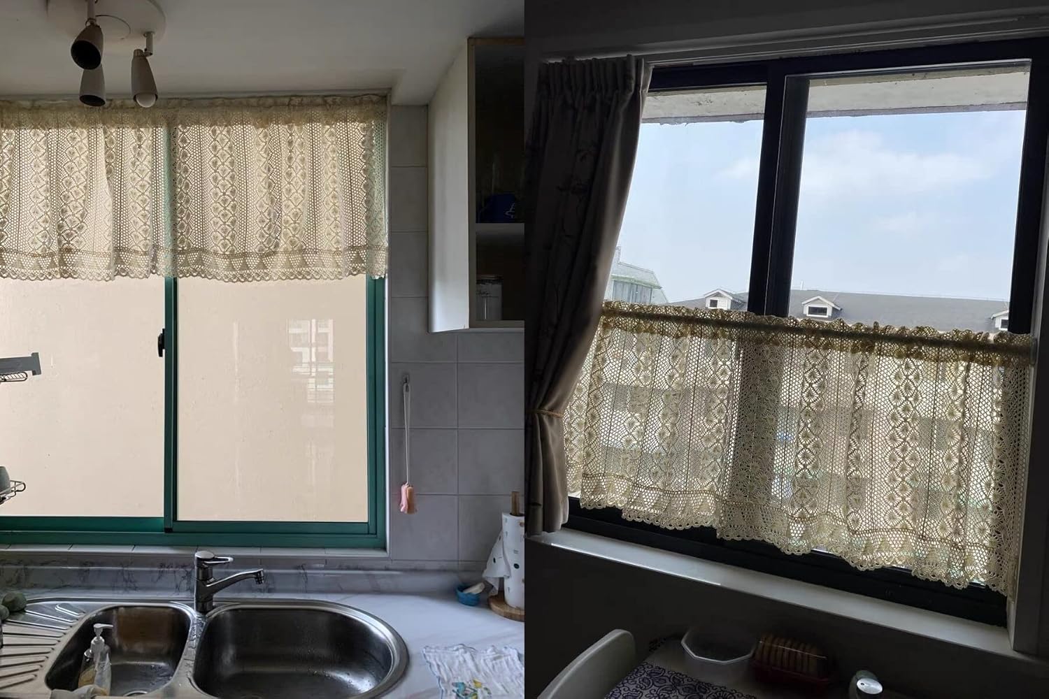 Rustic Crochet Curtain Valance for Kitchen Bathroom