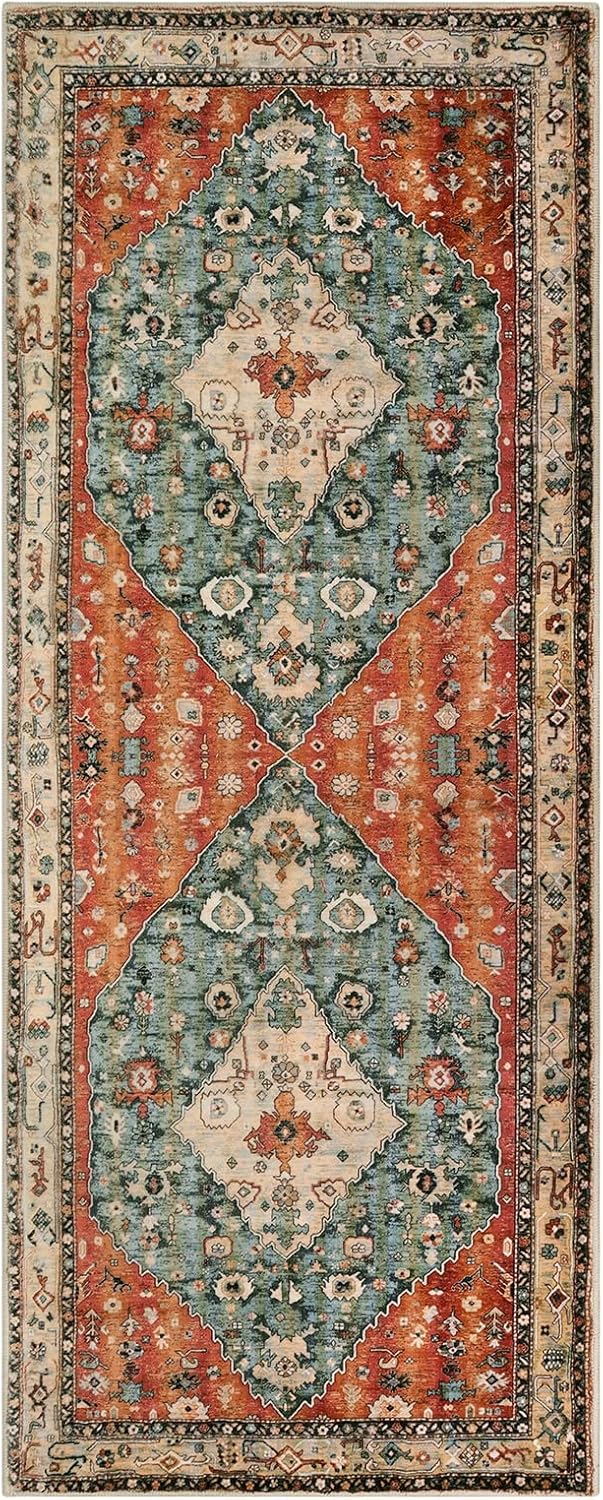 Lahome Boho Tribal 2x6ft Washable Hallway Rug