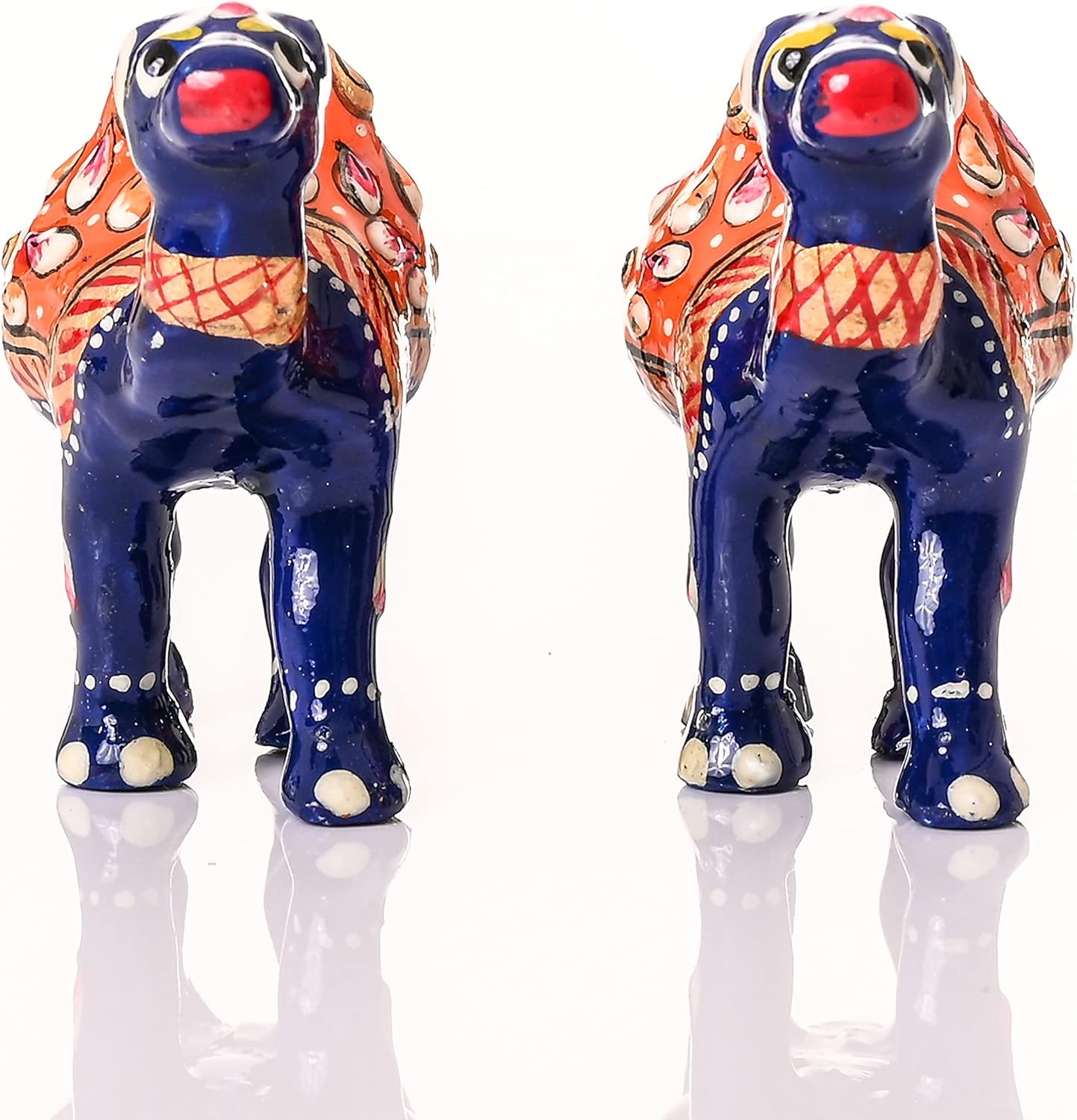Blue Camel Minakari Hand Painted Statue Set of 2