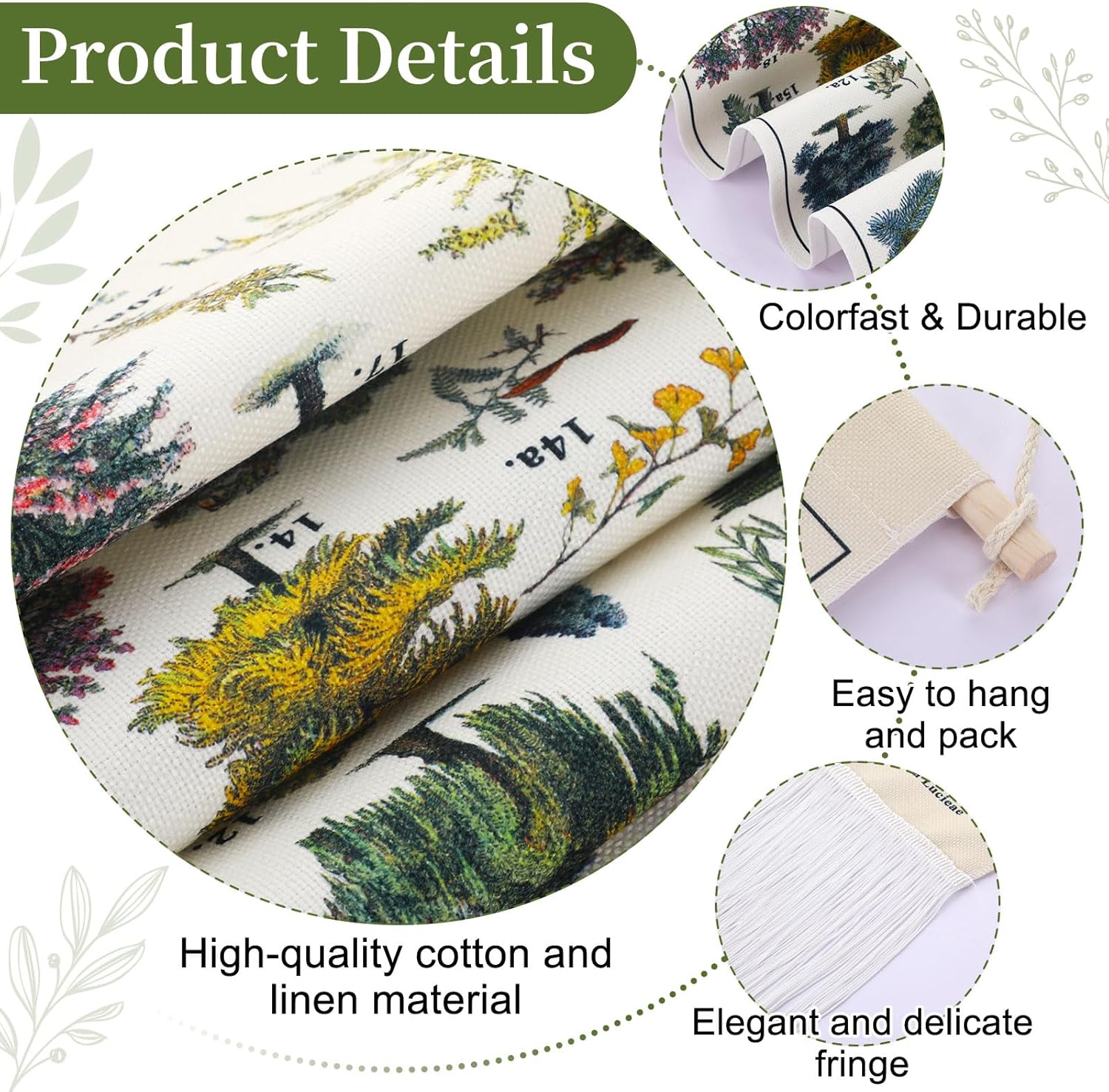 Feifeiya Vintage Plants Vertical Tapestry Wall Art