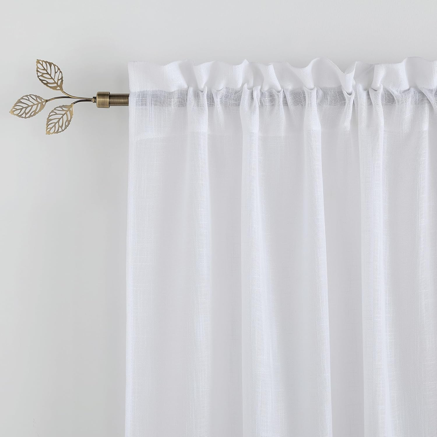 RYB HOME 1 Inch Adjustable Brass Curtain Rod with Leaf Finials