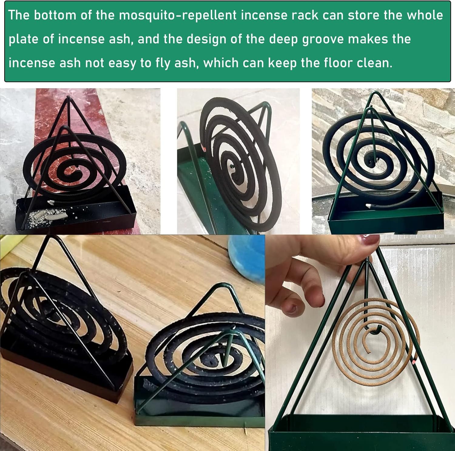 2 Pack Mosquito Coil Holder Full Metal Triangular Stand