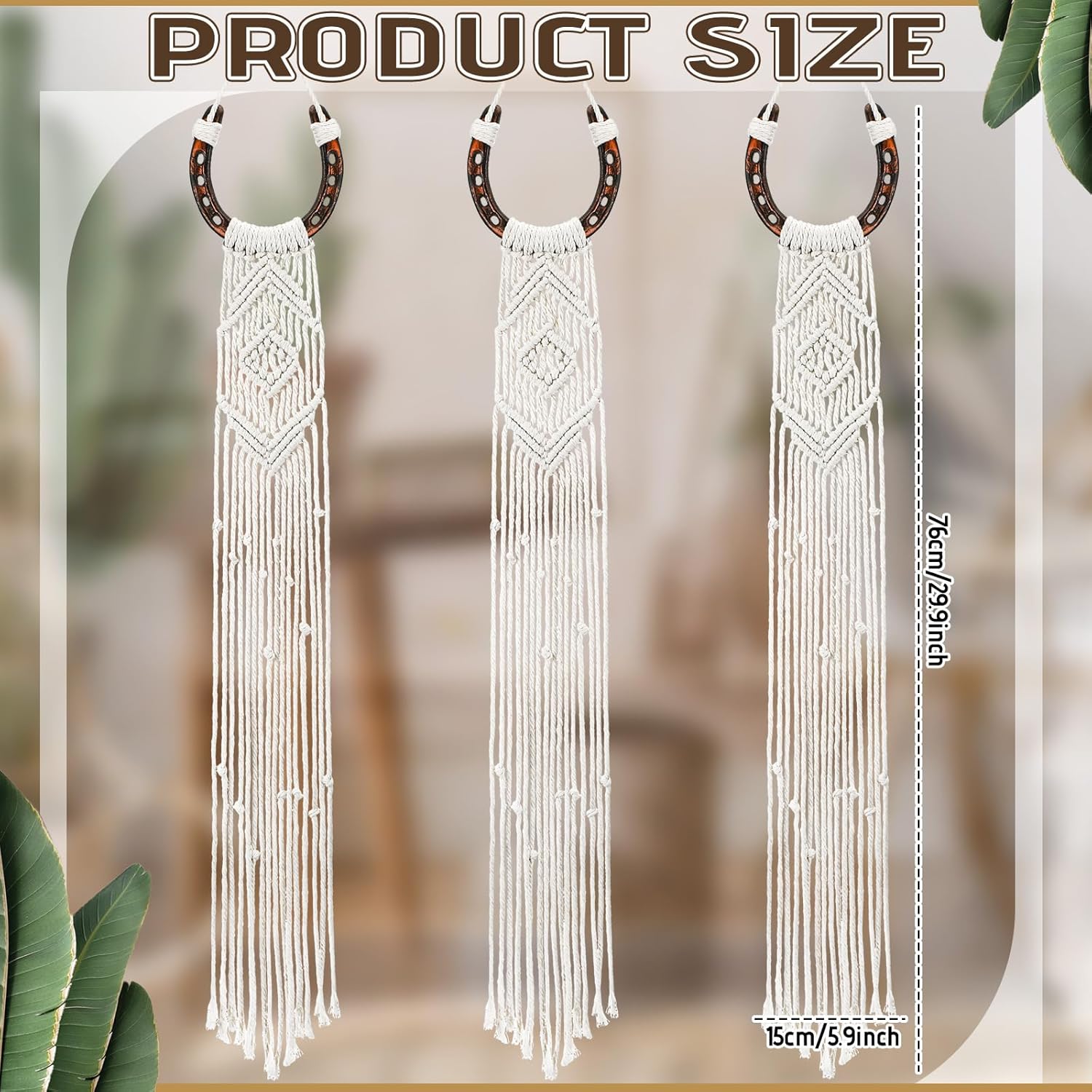 Wonderjune 3 Pcs Equestrian Macrame Wall Hanging