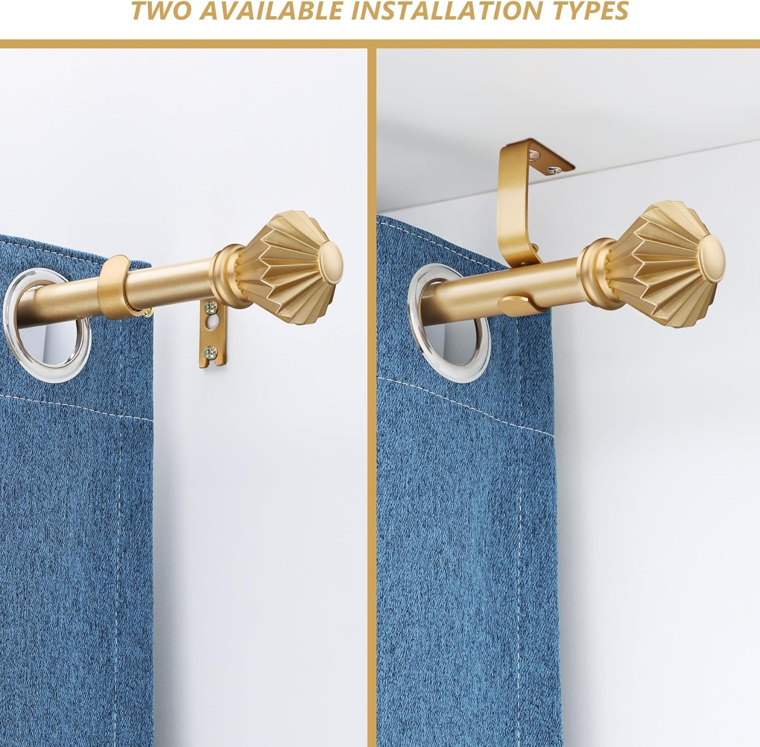 Gold Curtain Rods 48-84 Inch Adjustable Single Rods