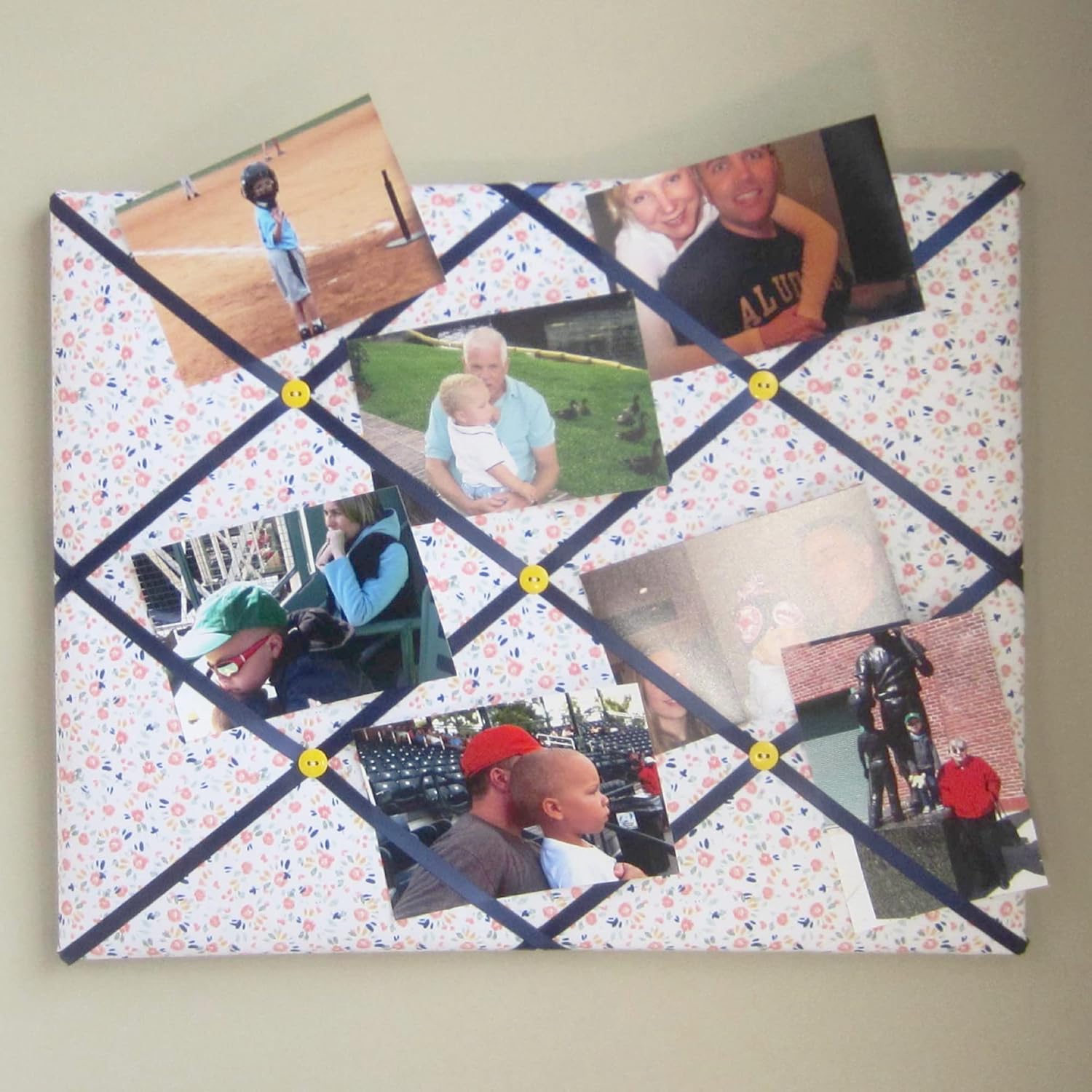16x20 French Memory Board Peach Floral Bow Holder