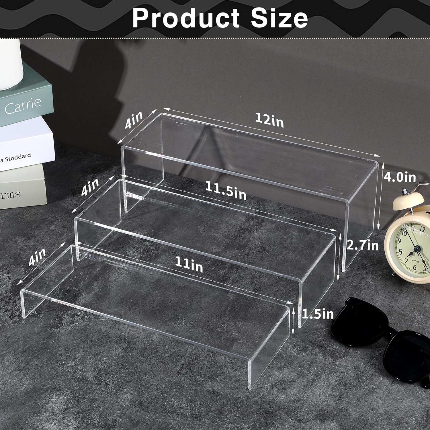 6Pcs Clear Acrylic Display Risers for Collectibles and Retail
