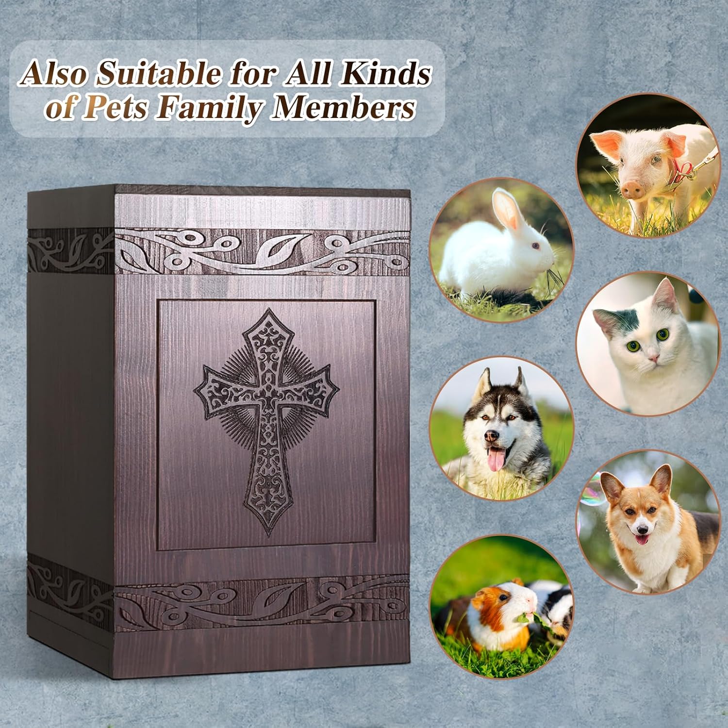 Handcrafted Cremation Urn with Carved Cross