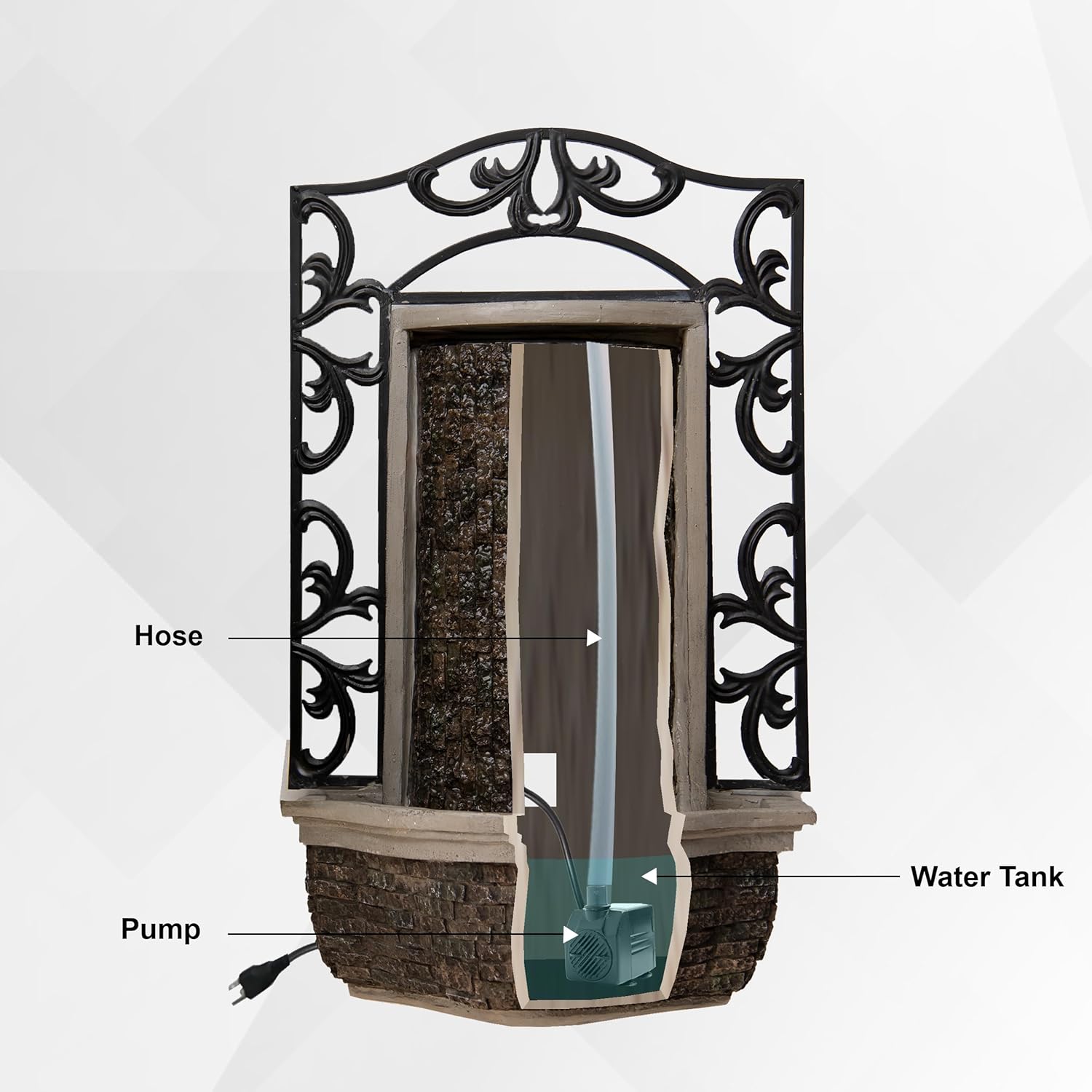 XBrand 3031 H Wall Mounted Waterfall Fountain with Pump