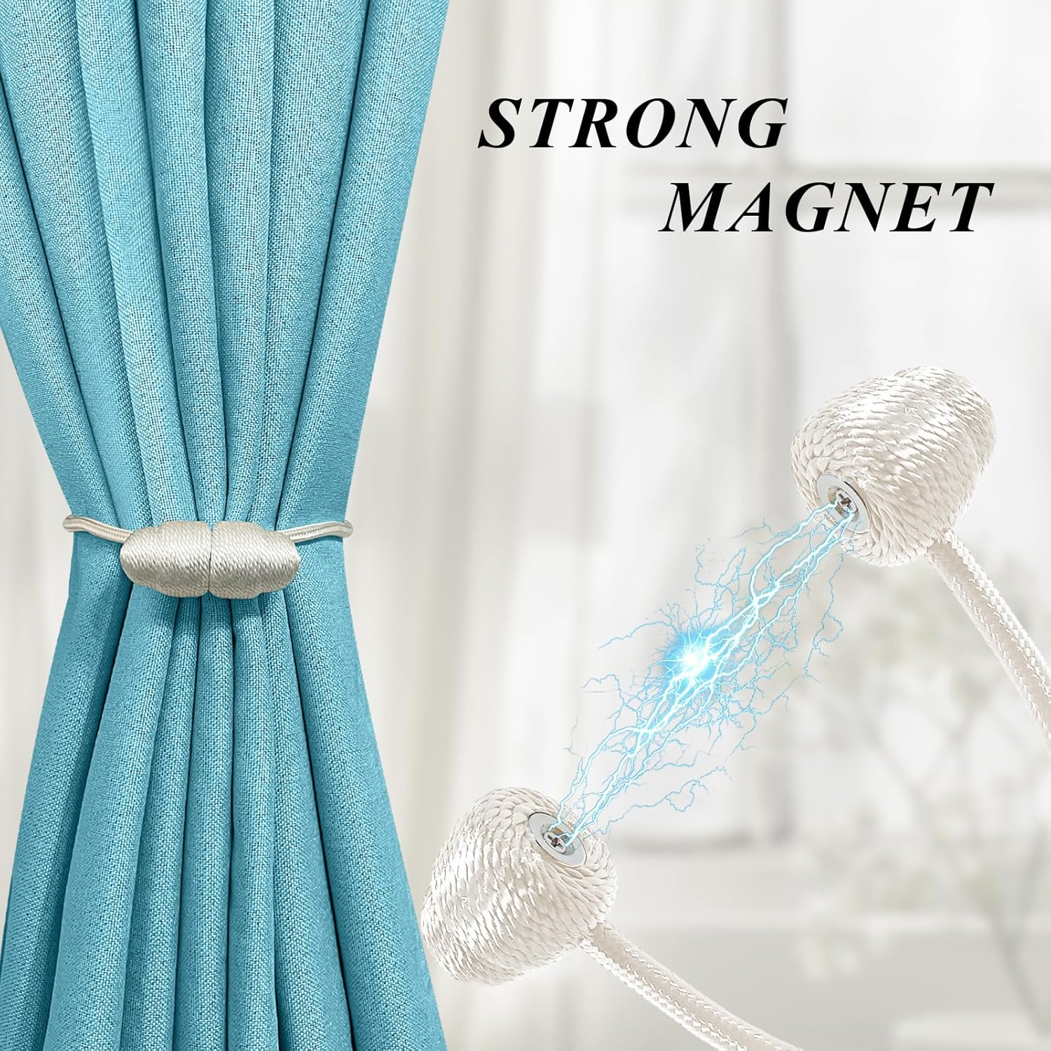 Tifanso White Magnetic Curtain Tiebacks 4pcs