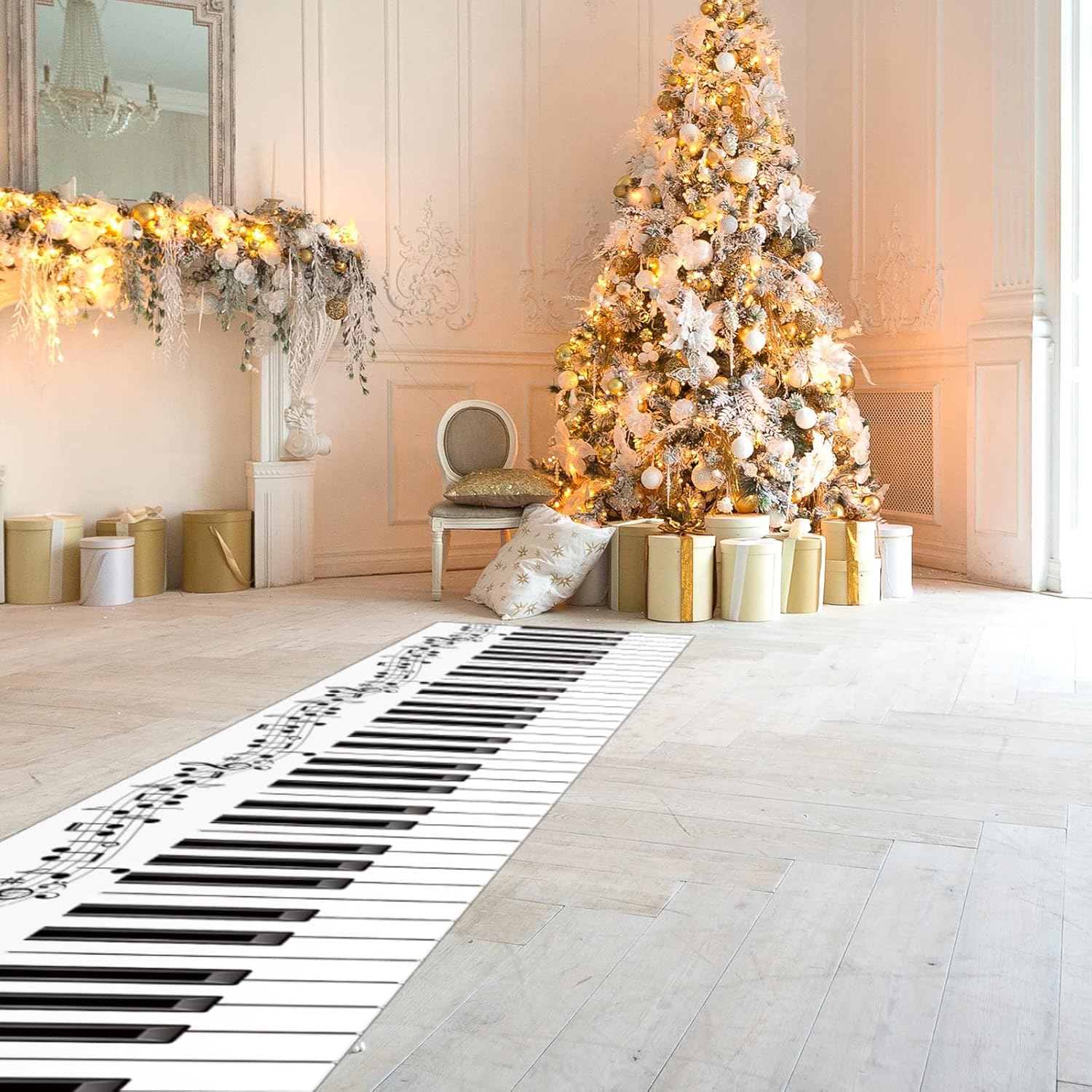 Haull Piano Keyboard Aisle Runner Rug 10x2ft