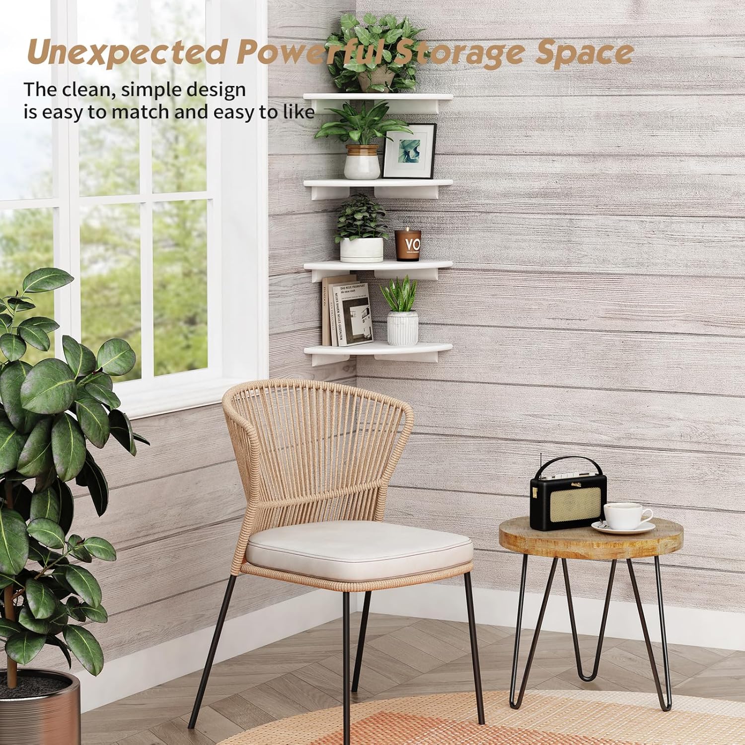 Forbena Floating Corner Shelves Set of 4 White Wood