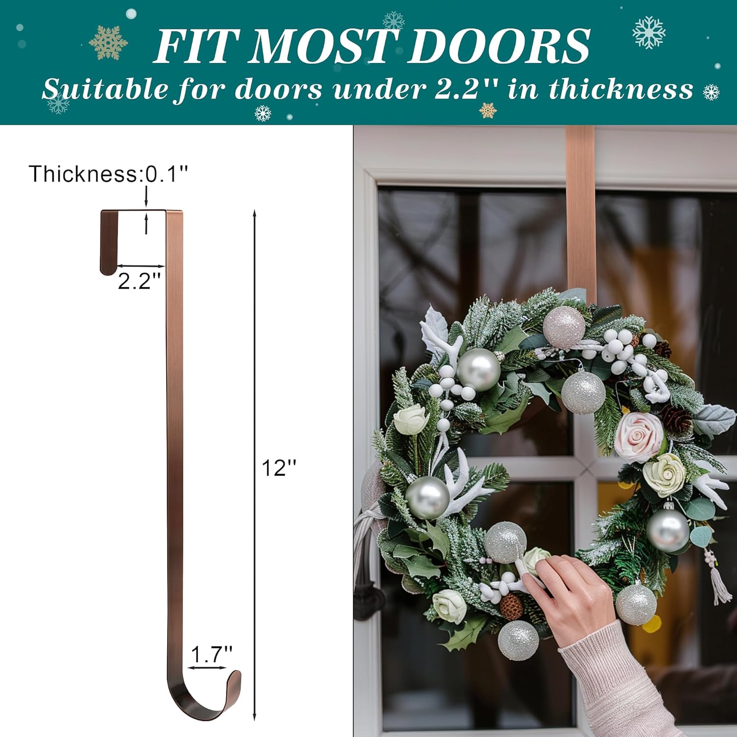 HOOSUN 12 Inch Metal Wreath Hanger for Front Door
