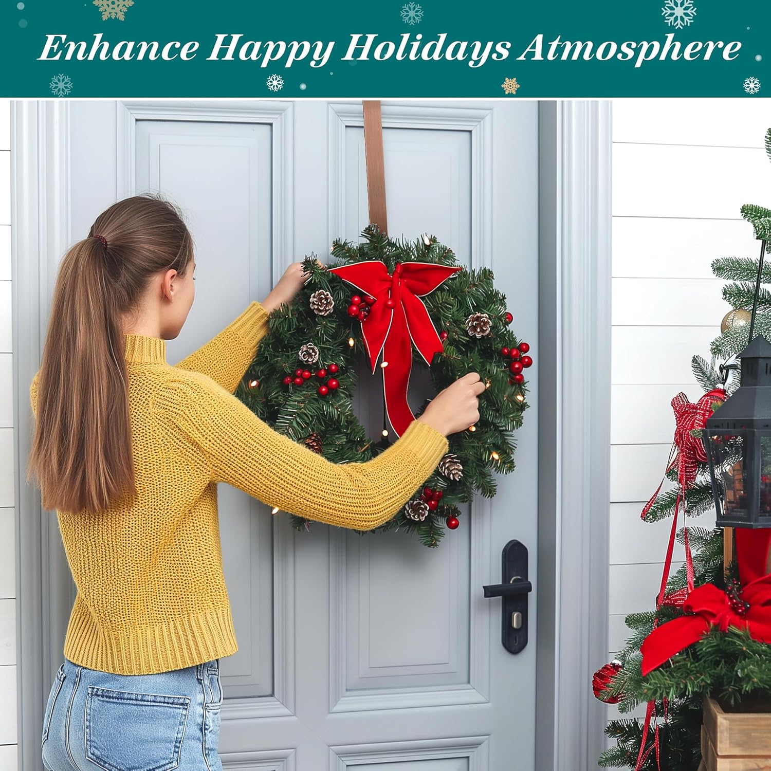 HOOSUN 12 Inch Metal Wreath Hanger for Front Door