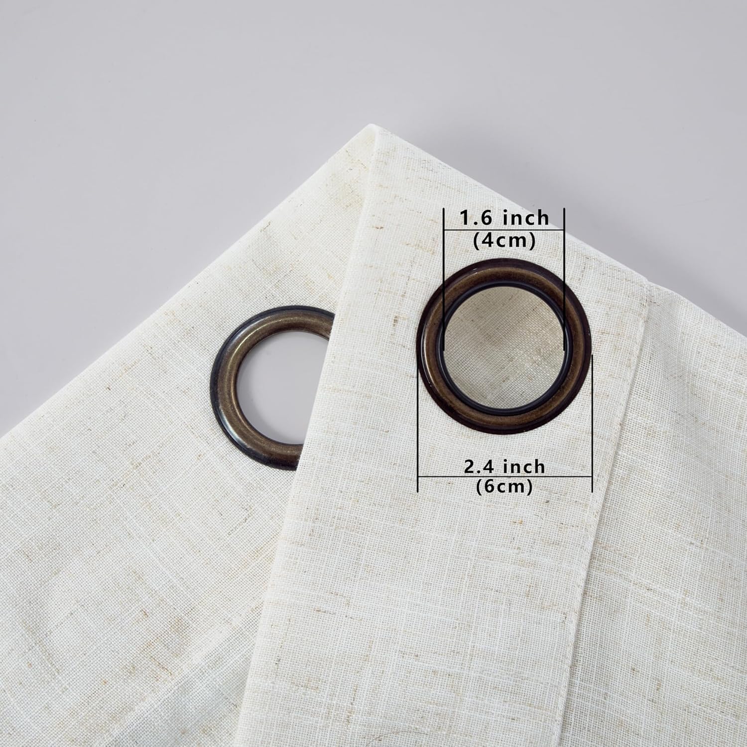 KOUFALL Linen Grommet Curtains Set of 2