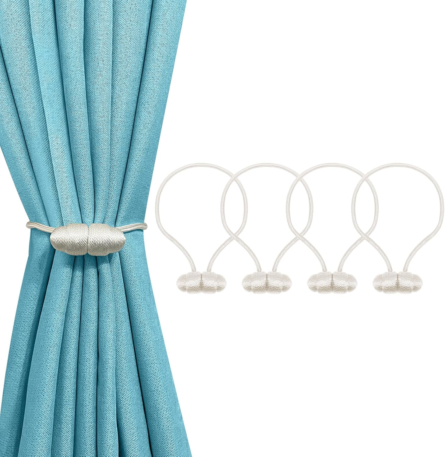 Tifanso White Magnetic Curtain Tiebacks 4pcs