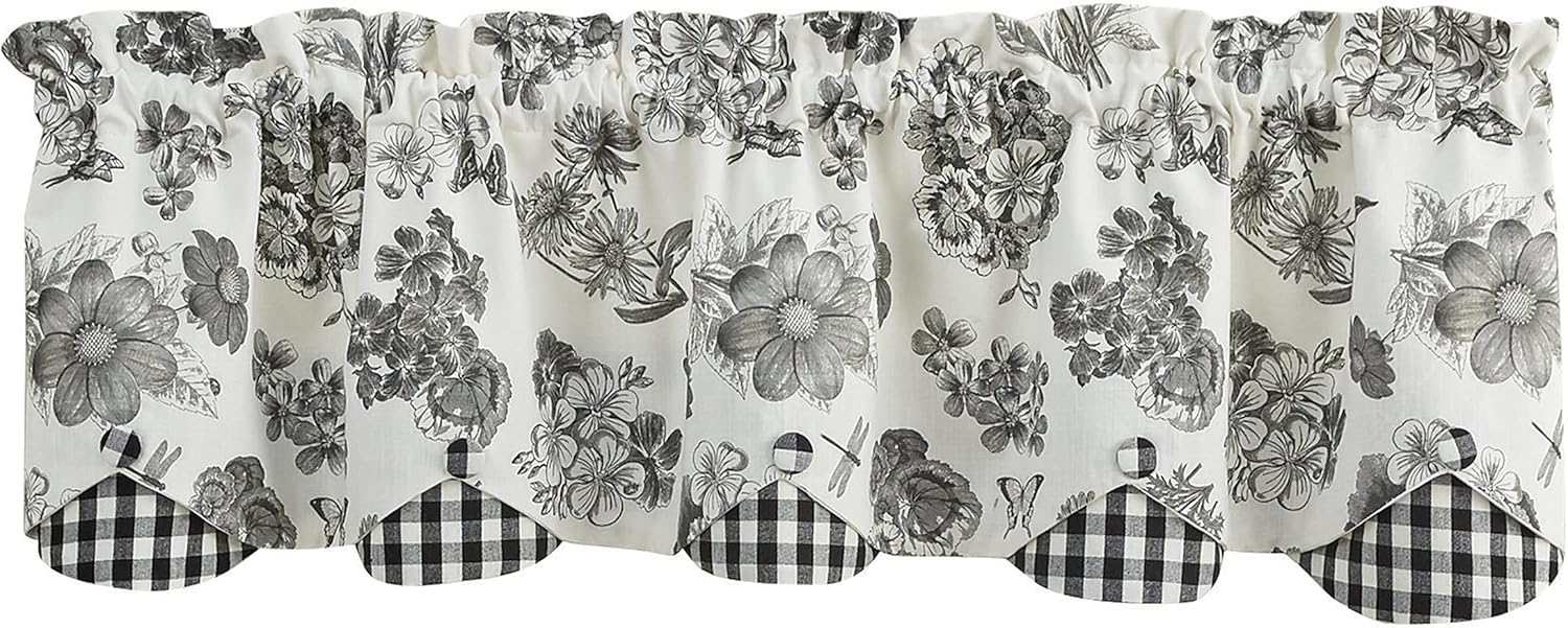 Park Designs White Geranium Lined Scallop Valance 15 L