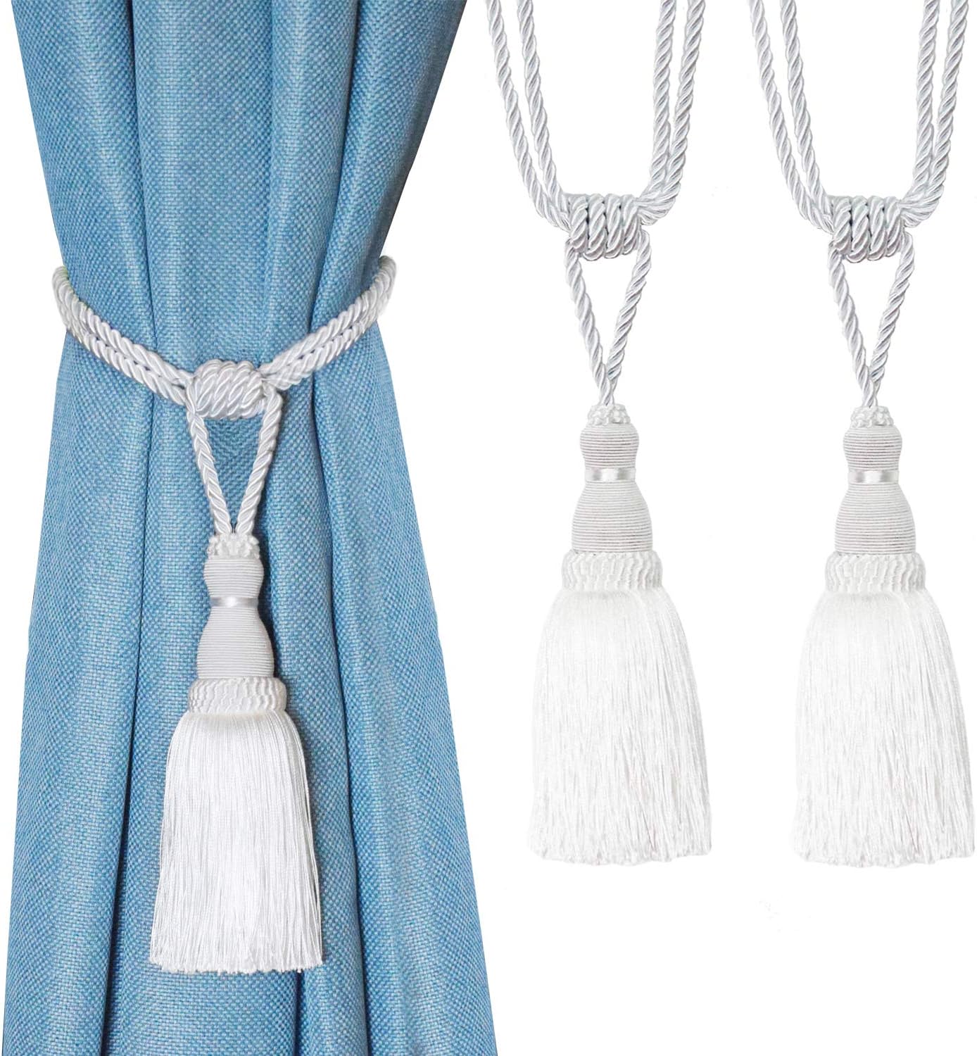 BEL AVENIR 2 Pack Shiny Polyester Curtain Tiebacks