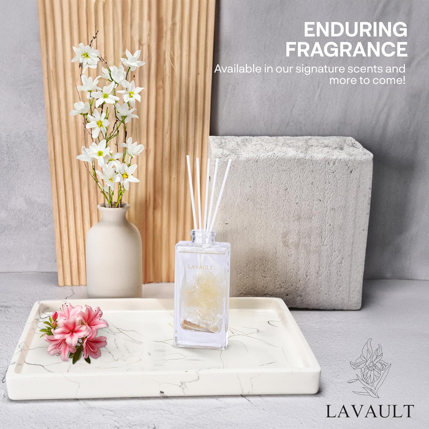 Lavault Reed Diffuser Set with Real Dry Flowers