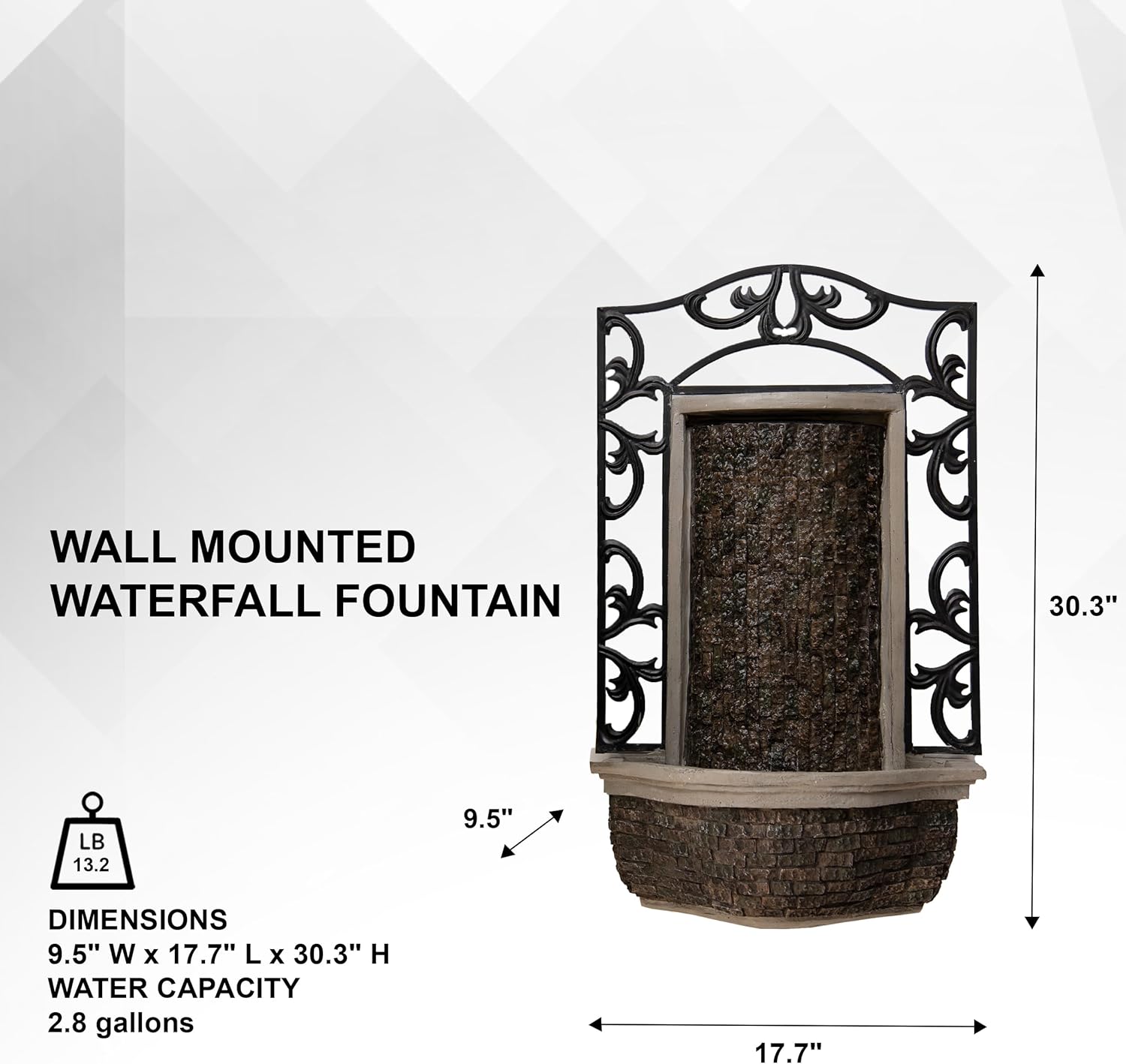XBrand 3031 H Wall Mounted Waterfall Fountain with Pump