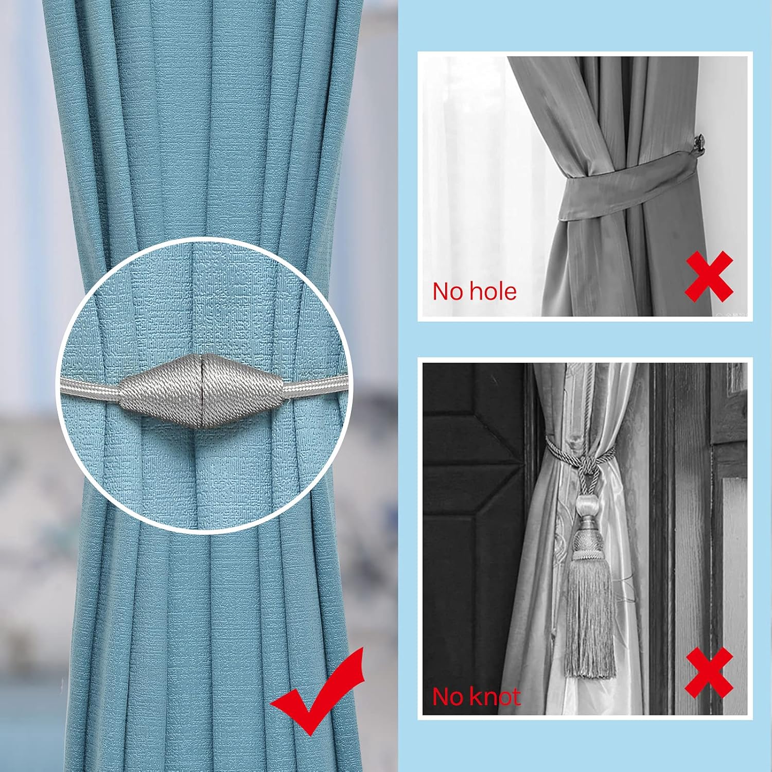 NICEEC 4 Pack Magnetic Curtain Holdbacks