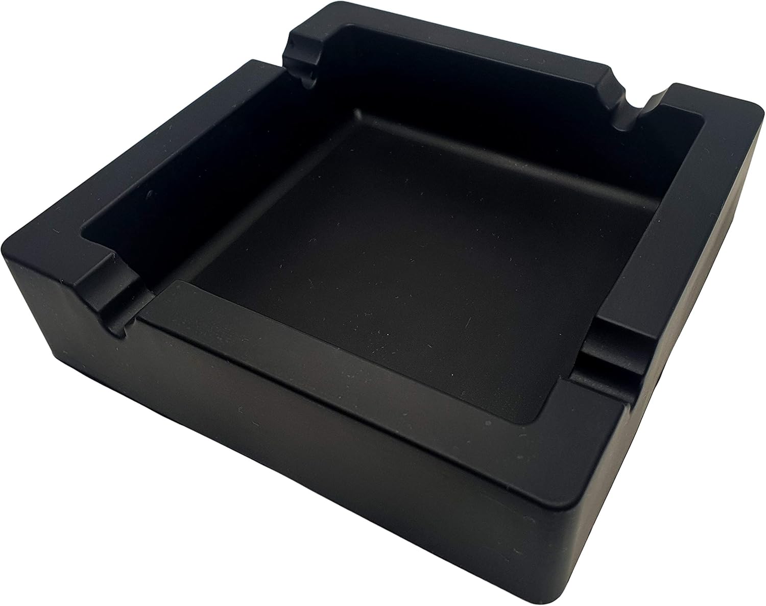6-Inch Large Black Silicone Cigar Ash Tray with 2 Grooves