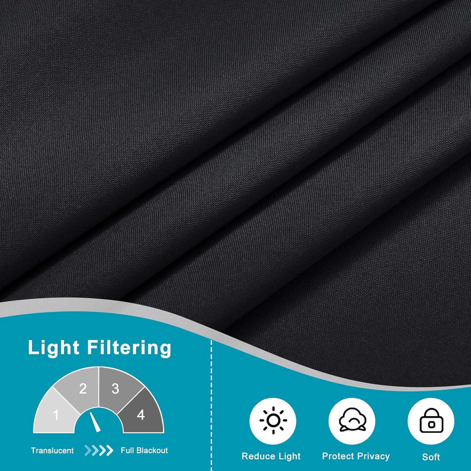 Hiasan French Door Curtains Panel Black 24x40 Inch Rod Pocket
