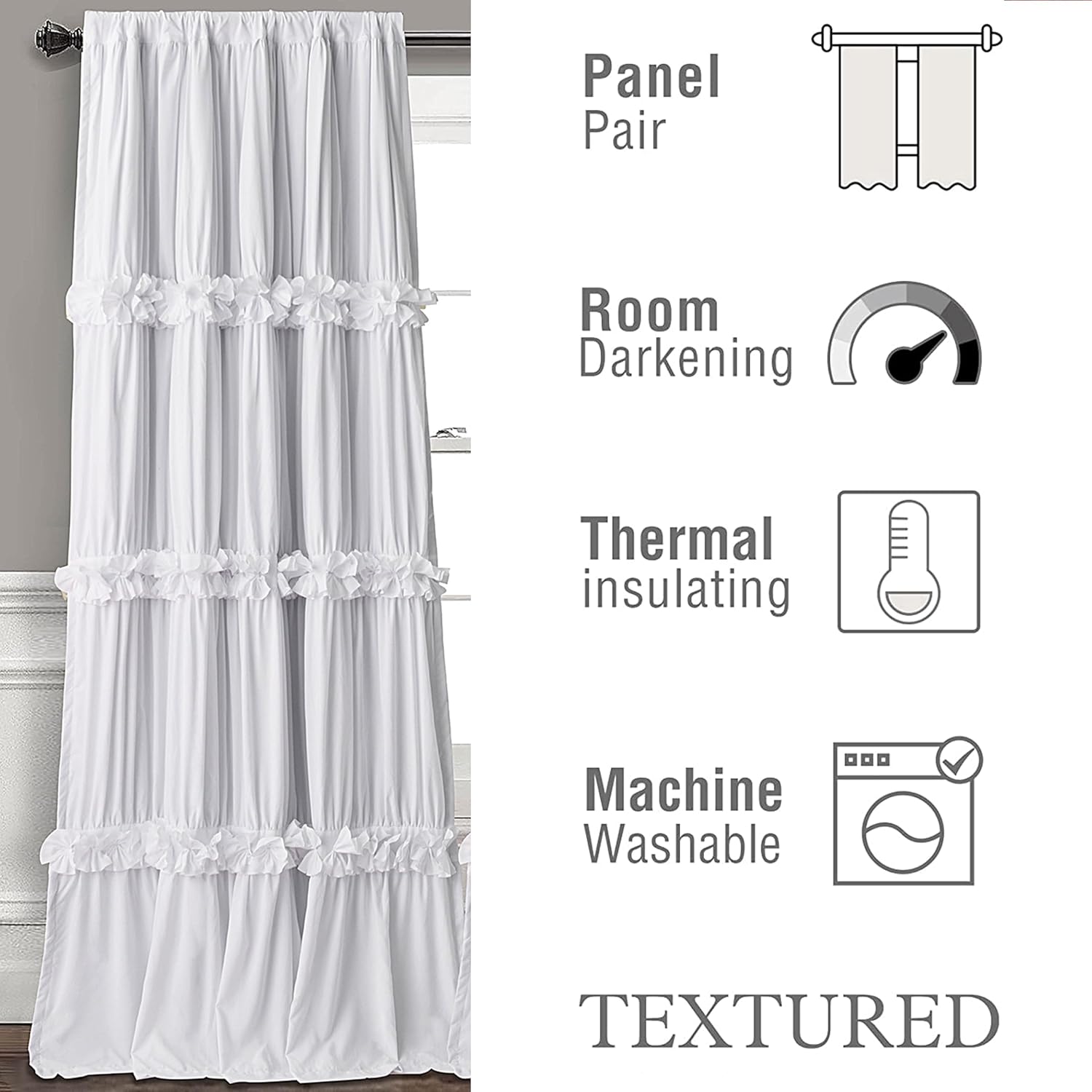 Thermal Insulated Blackout Curtains with Boho Butterfly Flowers