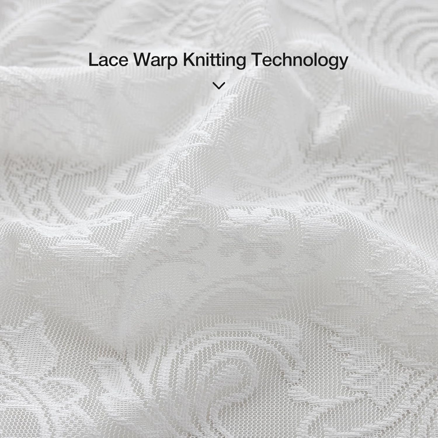 White Lace Semi-Sheer Kitchen Valance Curtains - 1 Panel 52W x 18L Inch