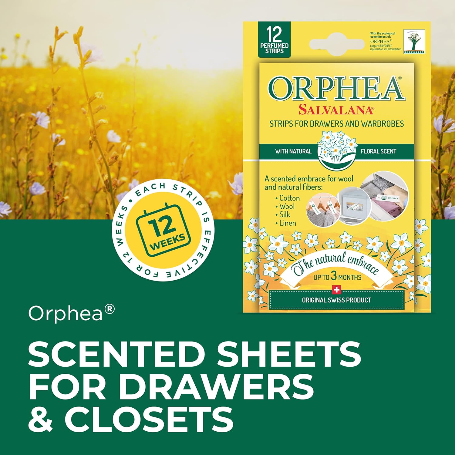 Orphea Scented Sheets for Drawers and Closets Floral 1 Pack