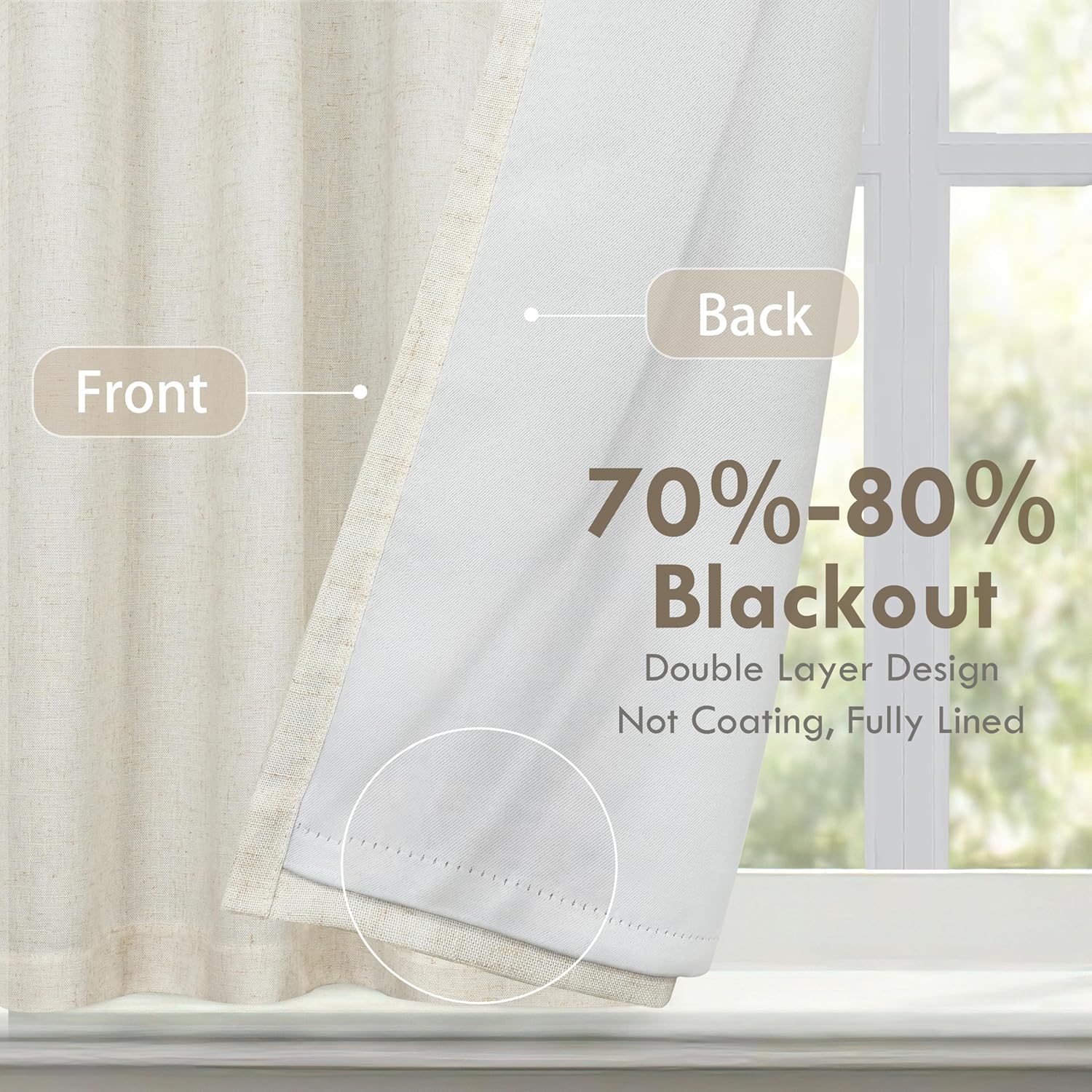 DriftAway Double Layer Linen Blackout Tie Up Curtains
