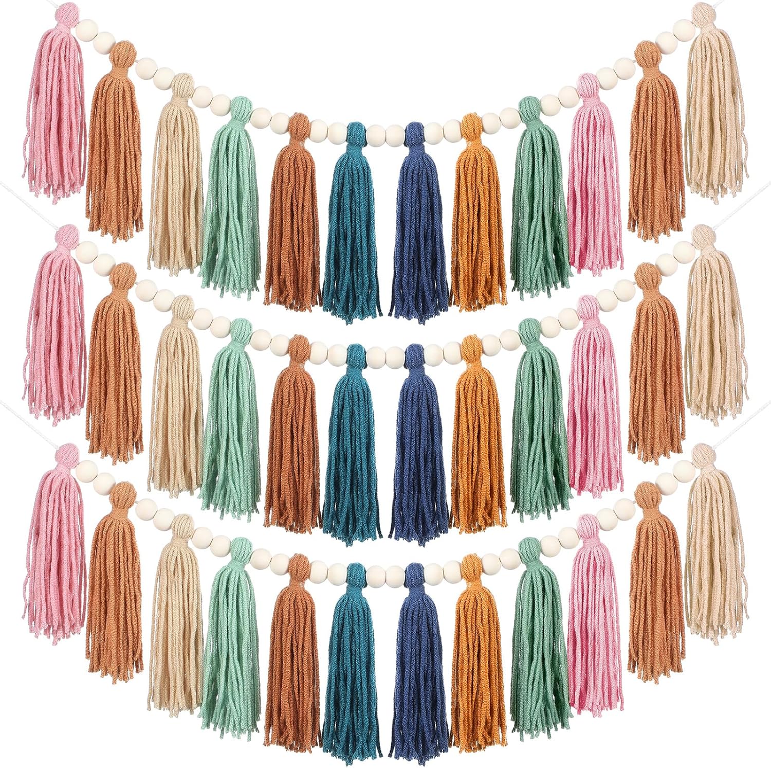 Zeyune 3 Pcs Boho Tassel Garland Wall Decor