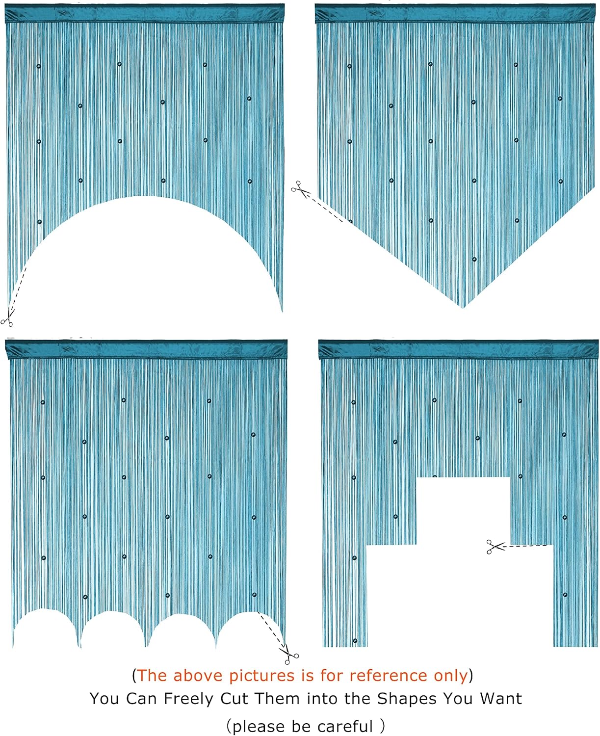 YaoYue Teal Blue Beaded Curtain Door Panel