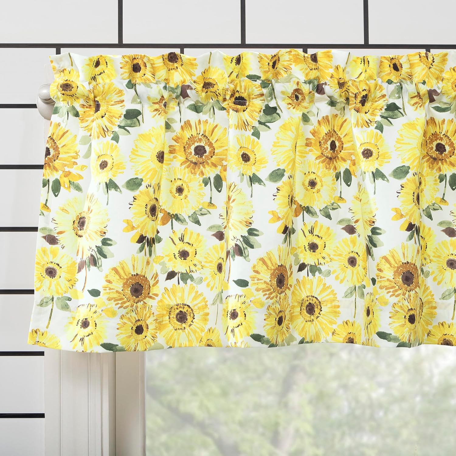 No 918 Sunflower Print Kitchen Curtain Valance Yellow 54x14