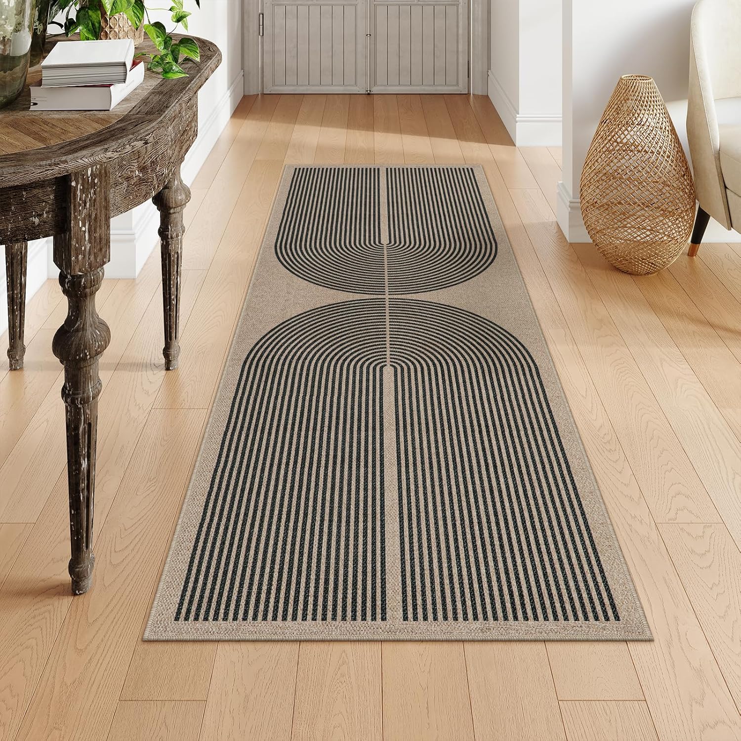 Lahome Modern Rainbow Jute Outdoor Runner Rug 2x6