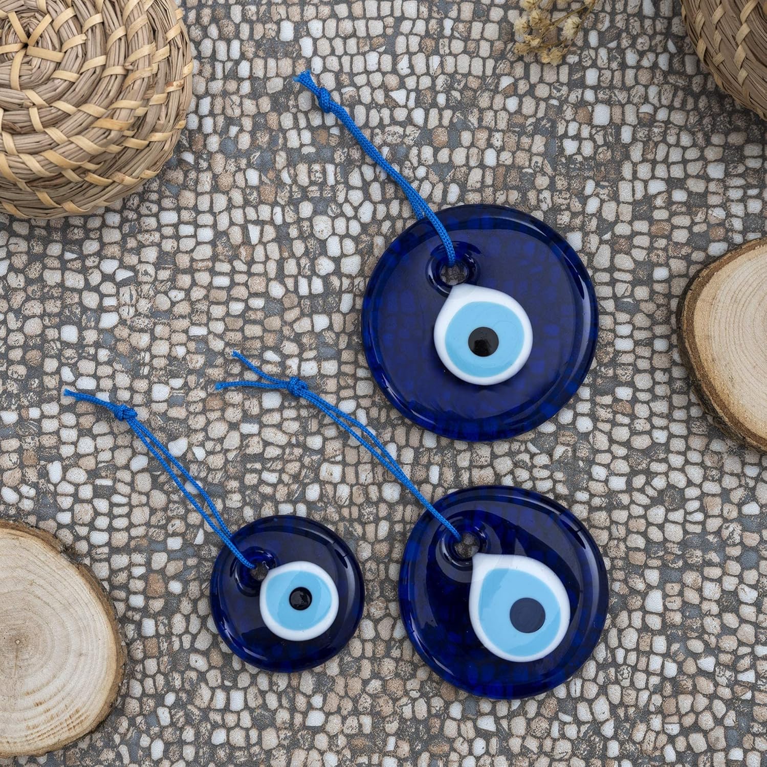 Turkish Blue Evil Eye Wall Hanging Set of 3