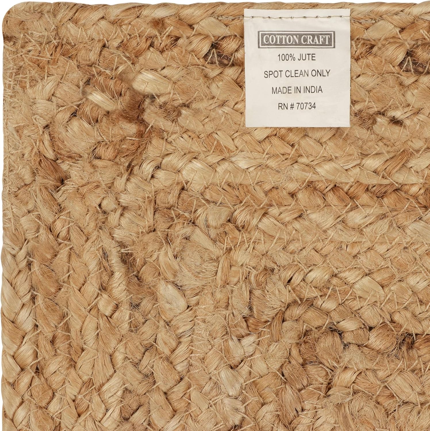 COTTON CRAFT Jute Rug - 22x34 Natural Braided Reversible
