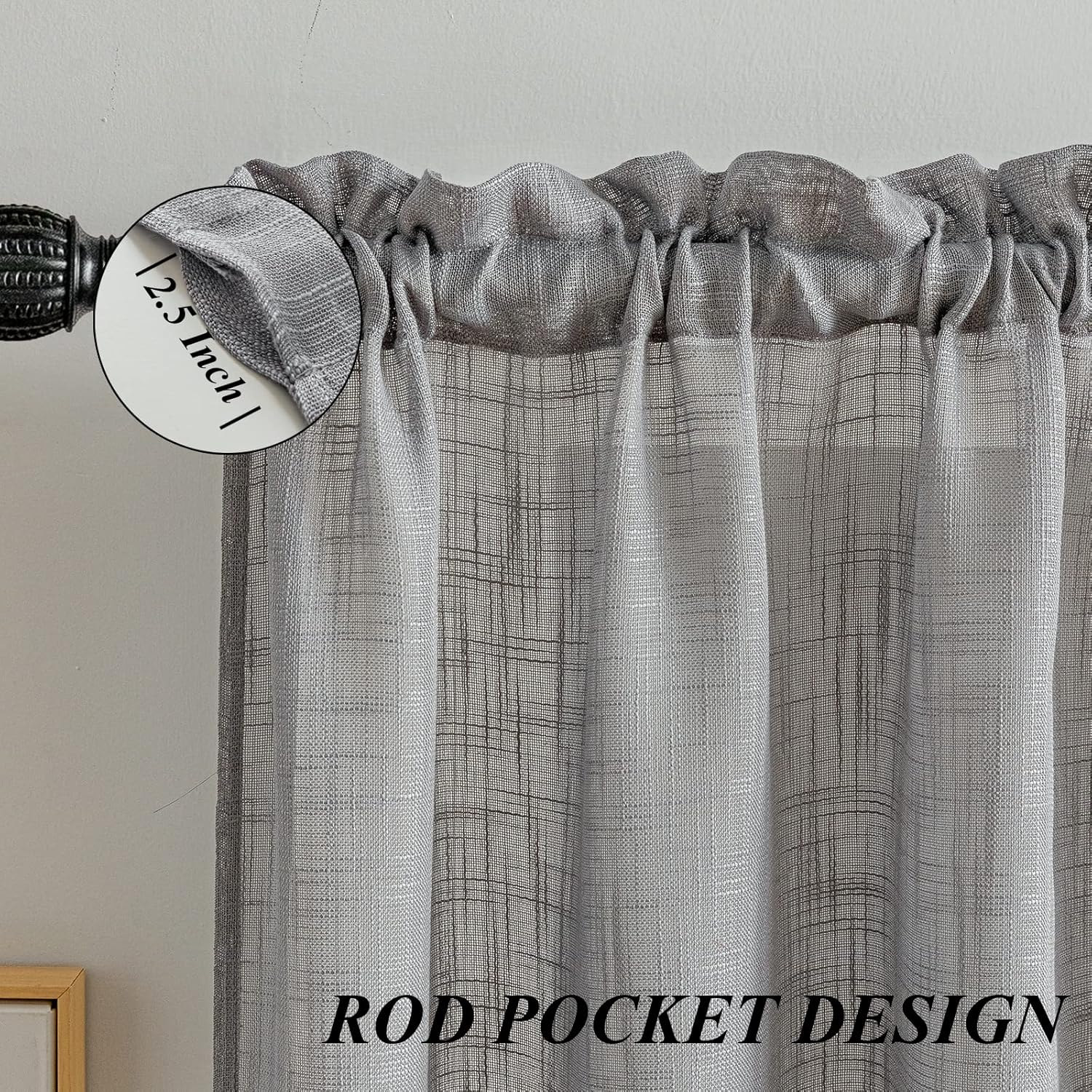 Beda Home Tassel Linen Swag Curtain Valance for Farmhouse Kitchen 1