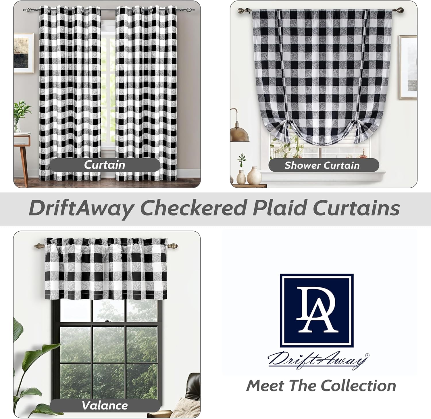 DriftAway Buffalo Plaid Check Curtains 2 Panels 84 Inch