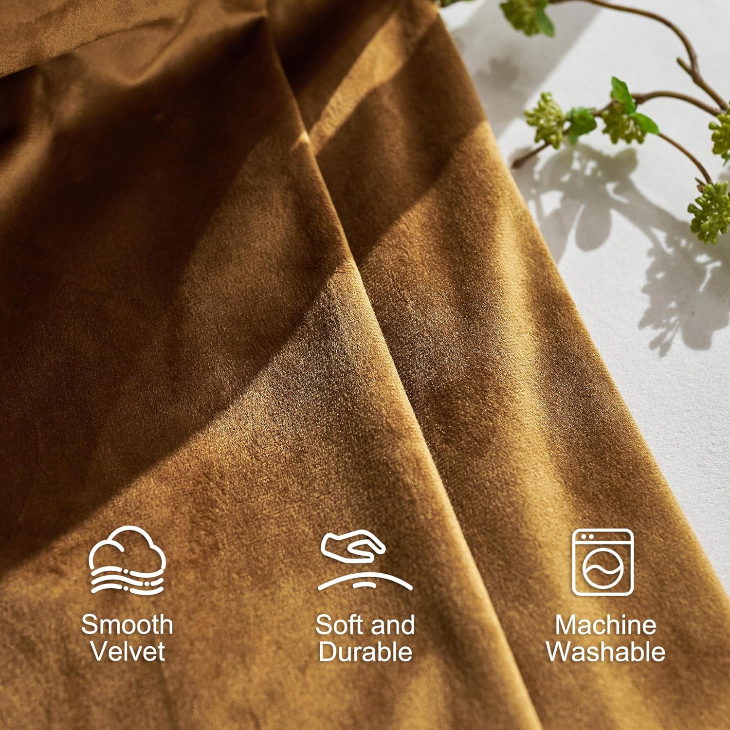 Lazzzy Blackout Polyester Curtains 2 Panels 52x96 Inch Gold Brown