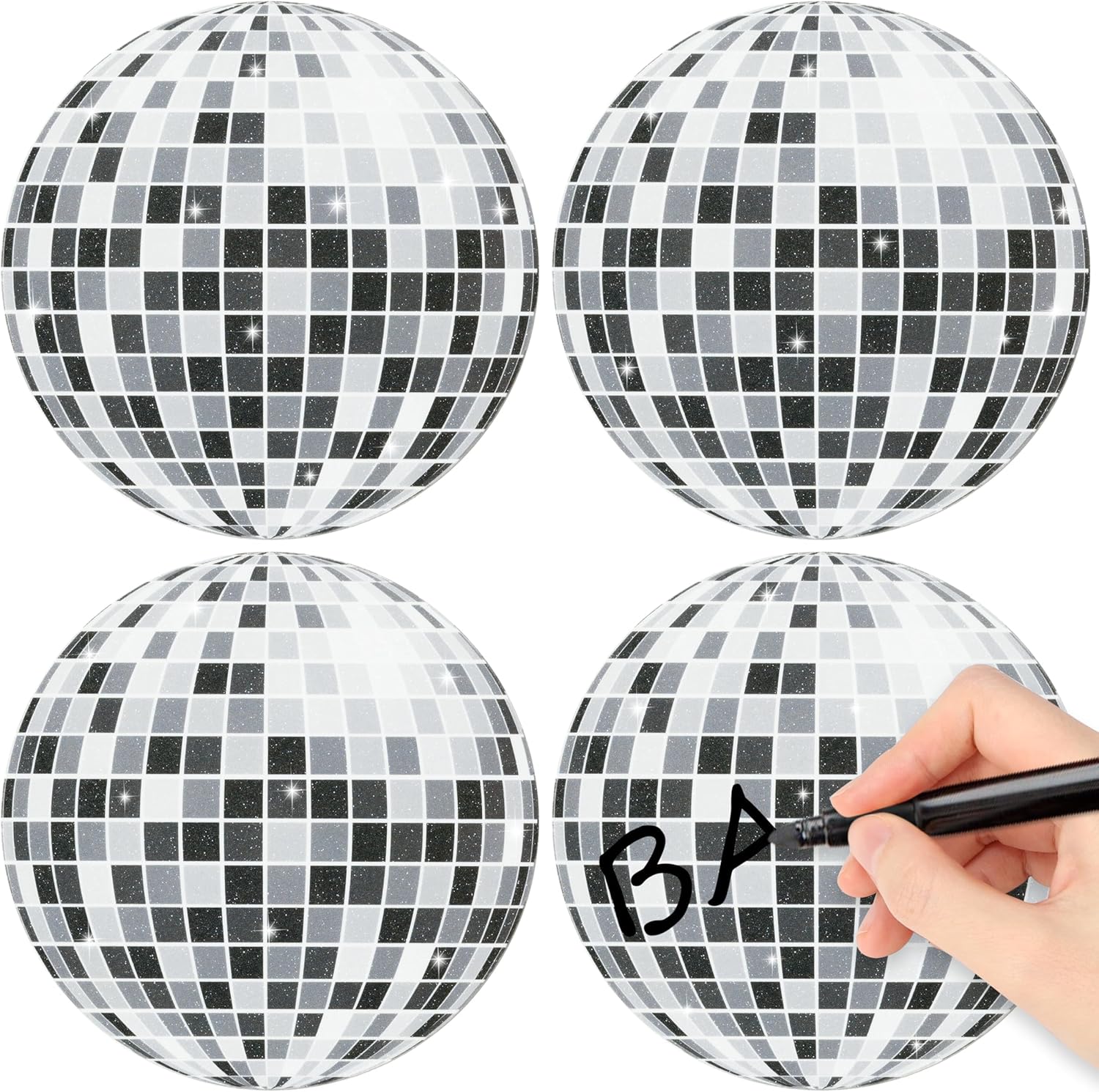 Glitter Disco Ball Cutouts 100Pcs Silver DIY Decor