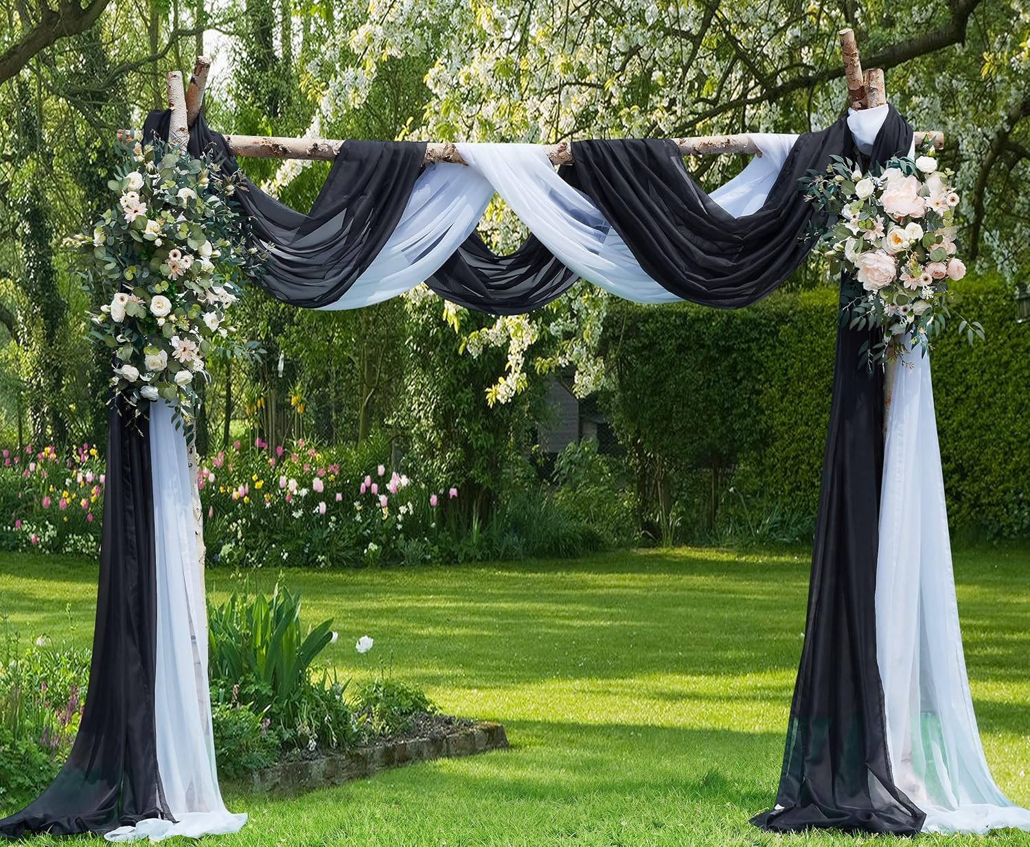 Warm Home Designs 12 Feet Long Sheer Black Window Scarf