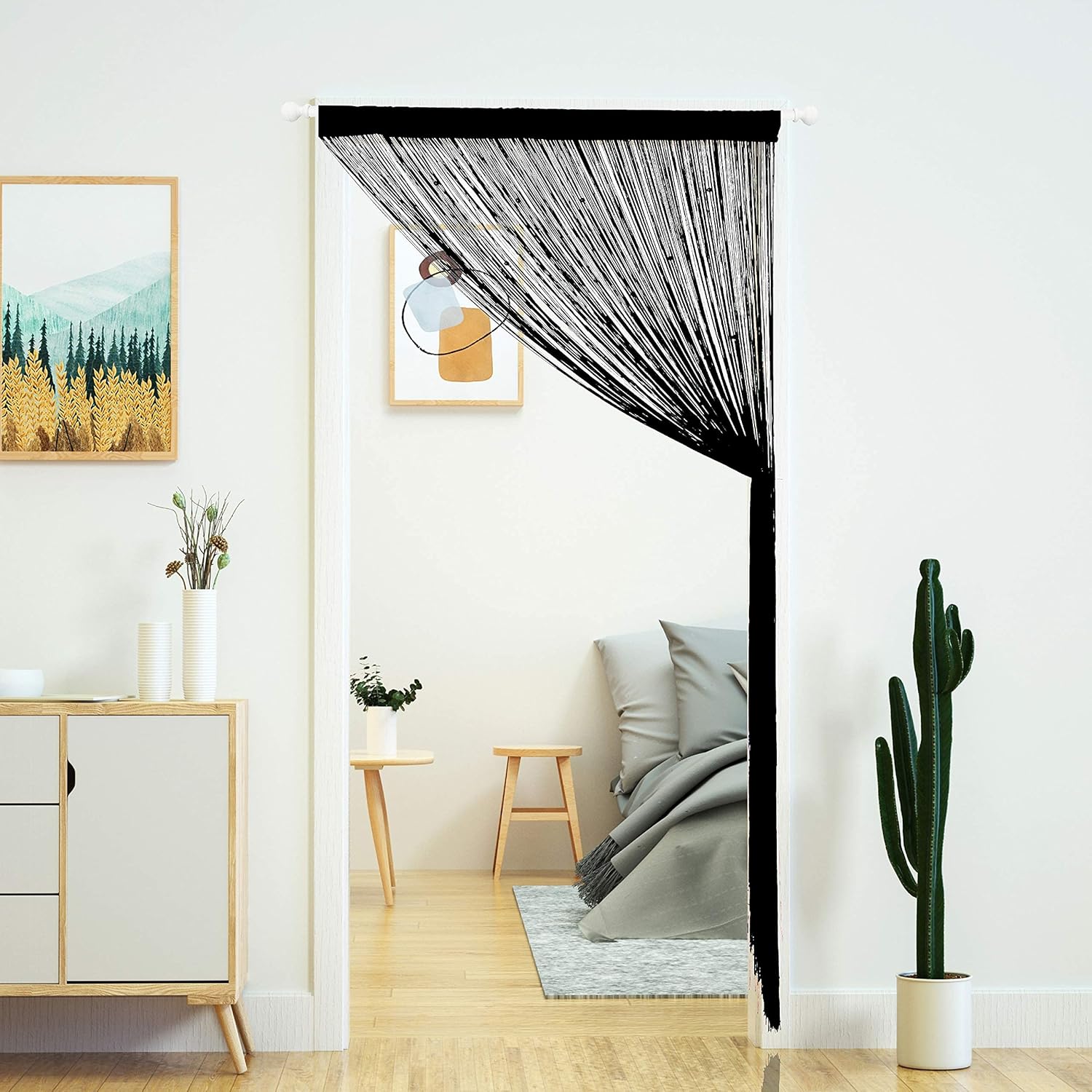 YaoYue Beaded Curtain Door Panel Black