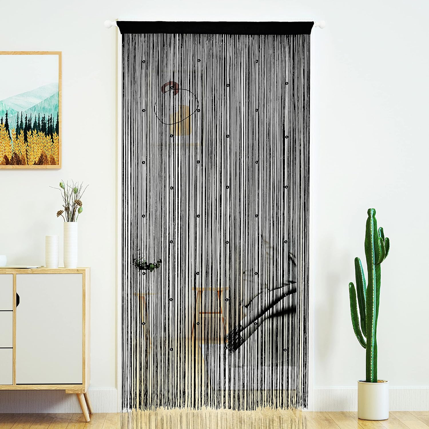 YaoYue Beaded Curtain Door Panel Black